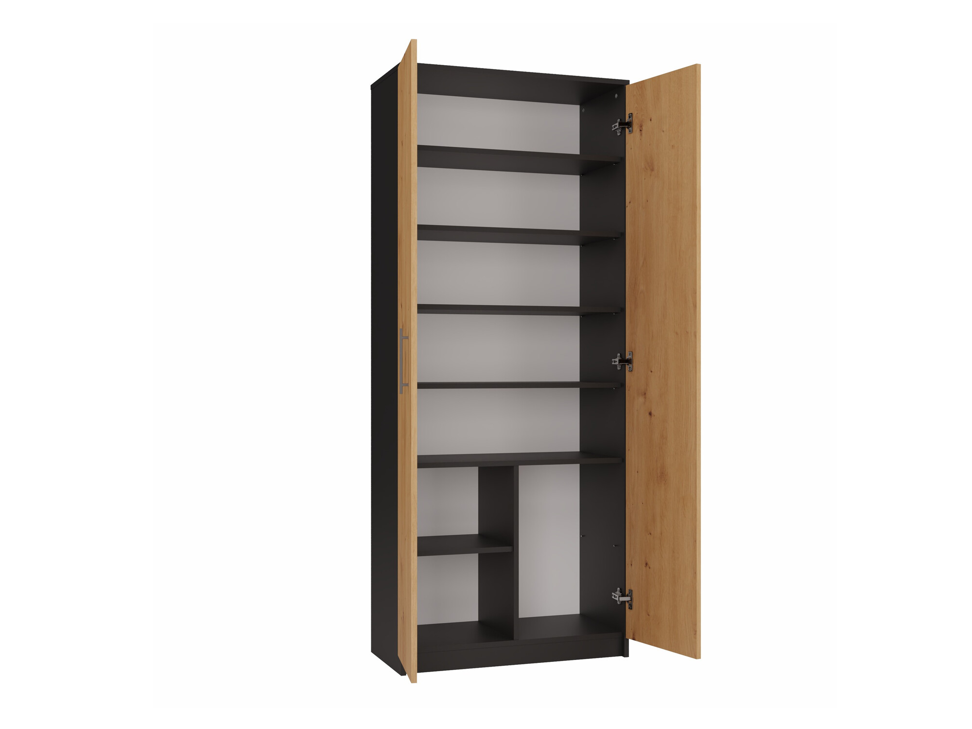 Boekenkast Mandeville 196 (Antraciet + Artisan eiken)