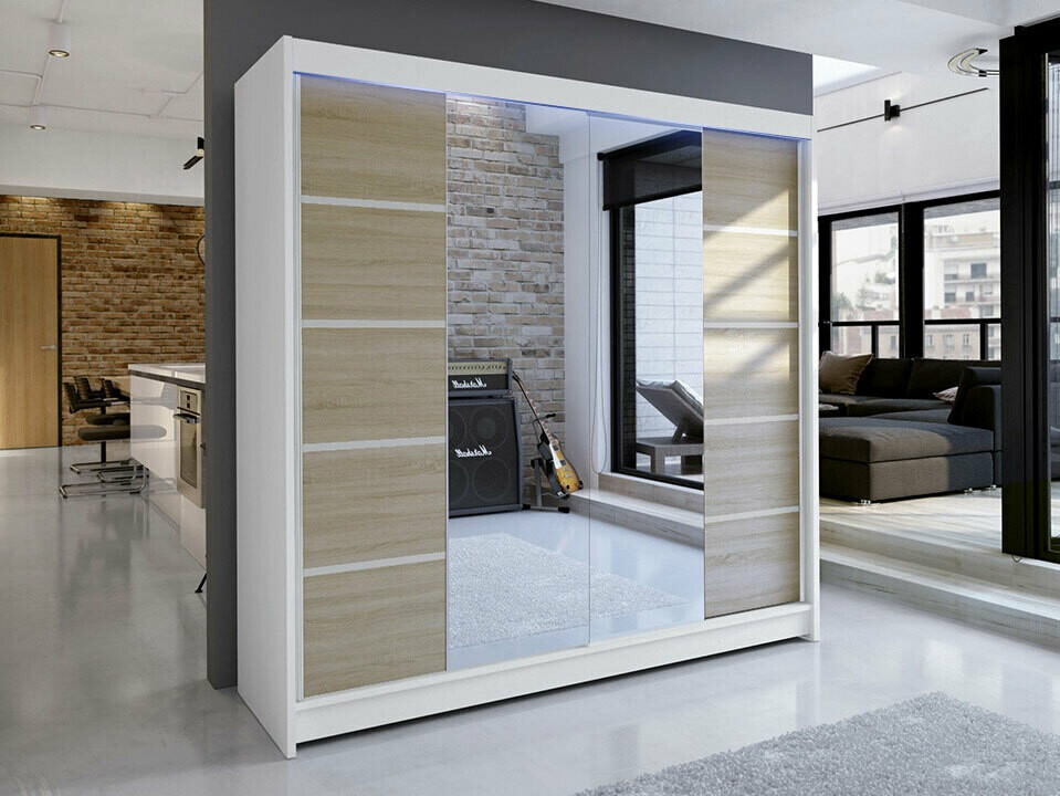 Kledingkast Closico 154 (Wit + Sonoma eik)