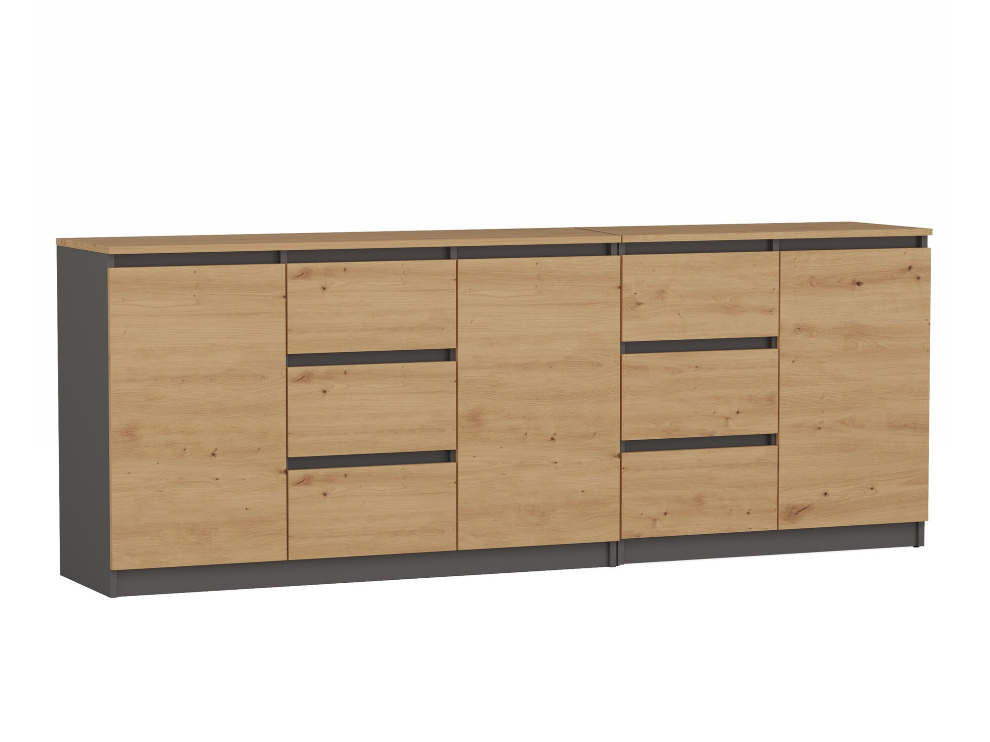 Ladekast Elbvelu 109 (Antraciet + Artisan eiken)