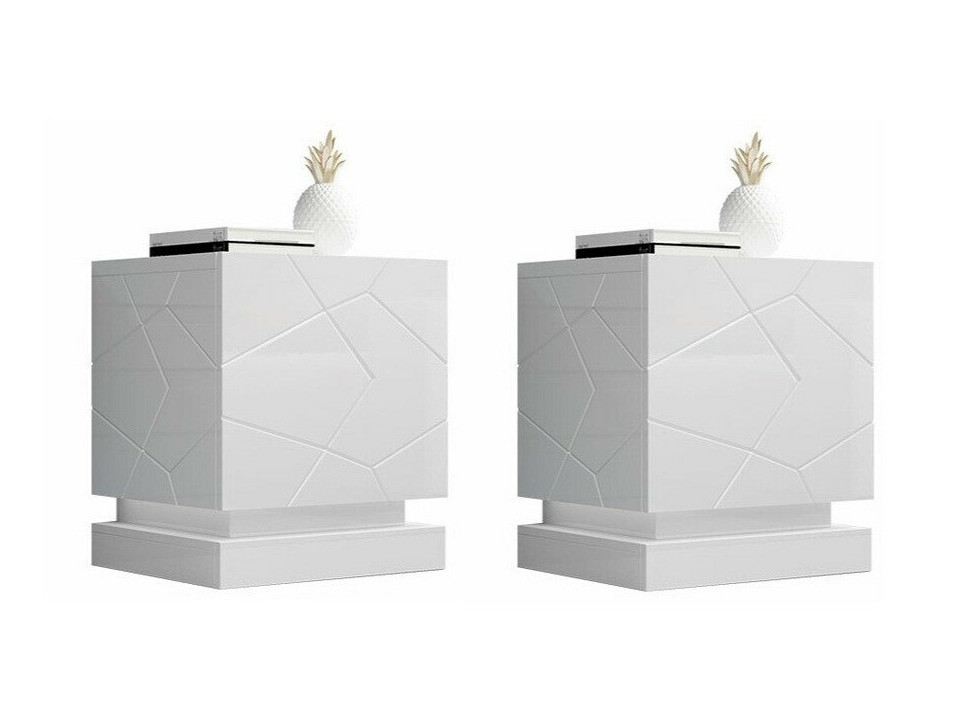Een set nachtkastjes Linar (Wit + Glanzend wit)