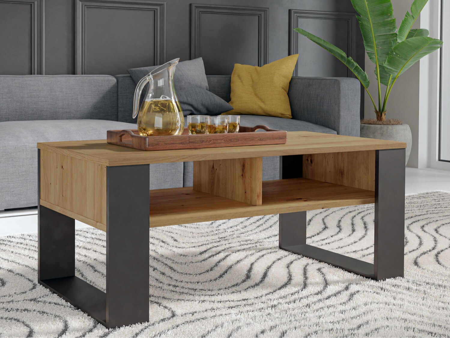 Salontafel Mandeville 209 (Artisan eiken + Zwart)