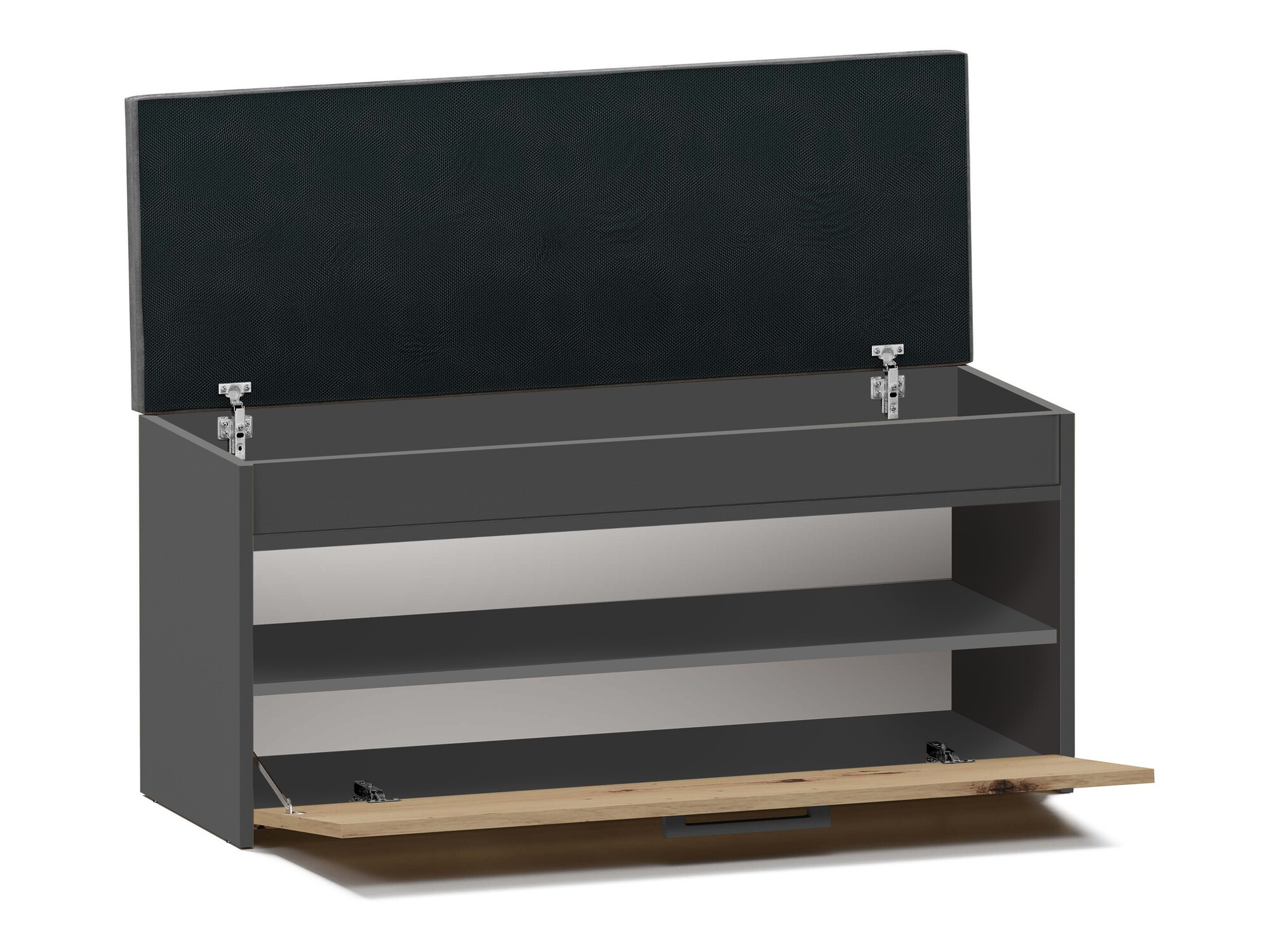 Schoenenkast Mandeville 216 (Antraciet + Artisan eiken)