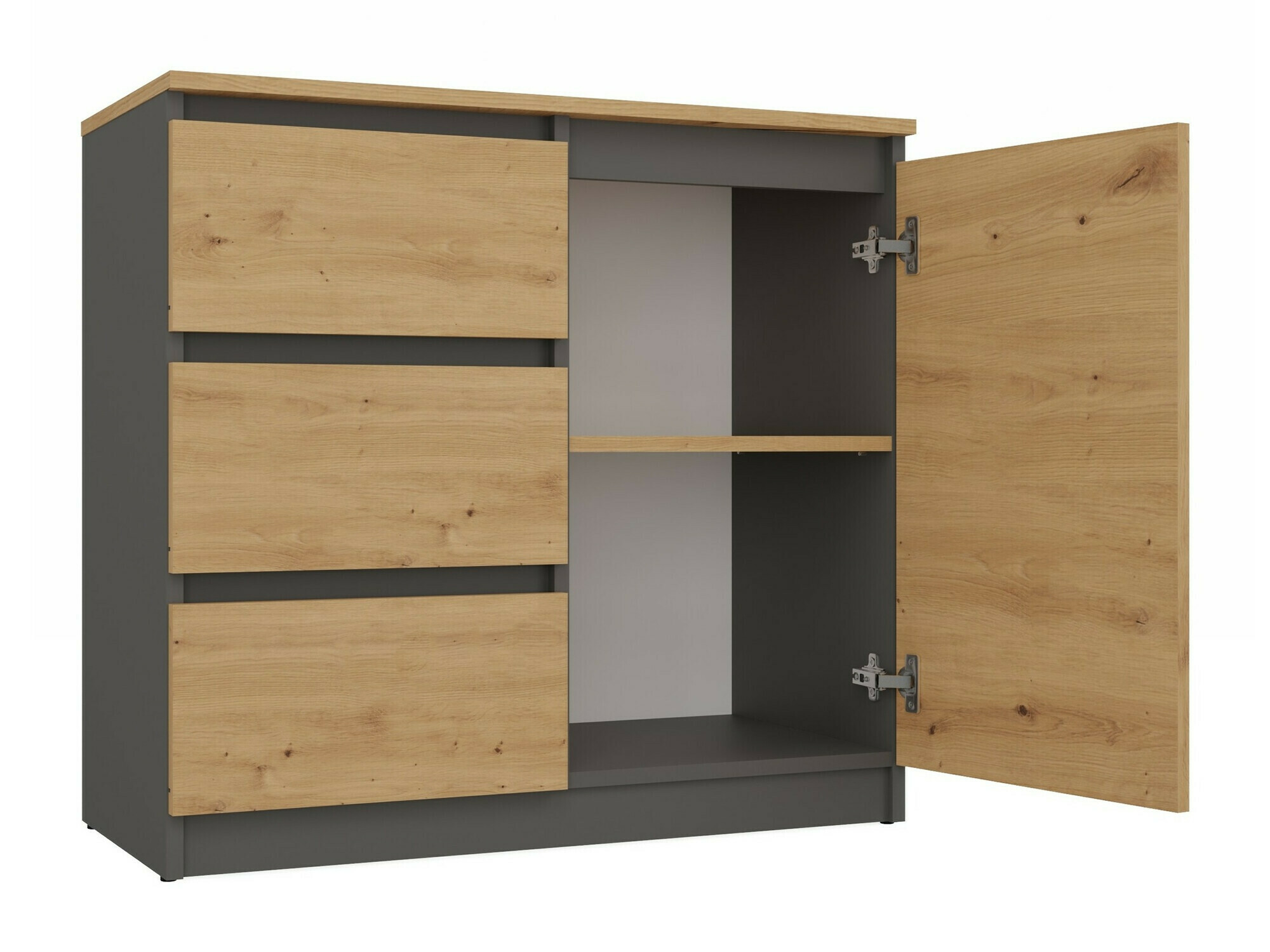 Ladekast Elbvelu 109 (Antraciet + Artisan eiken)