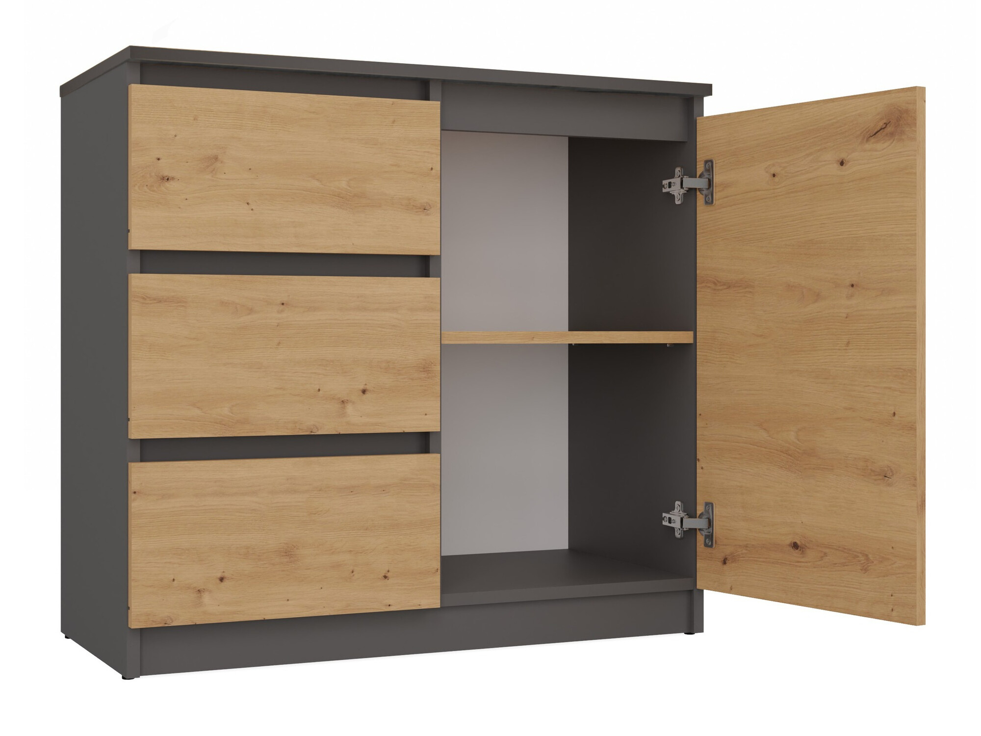 Ladekast Elbvelu 110 (Antraciet + Artisan eiken)