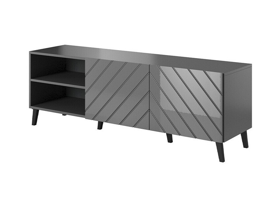TV-meubel Charlotte 144 (Grafiet + Grafiet glanzend)