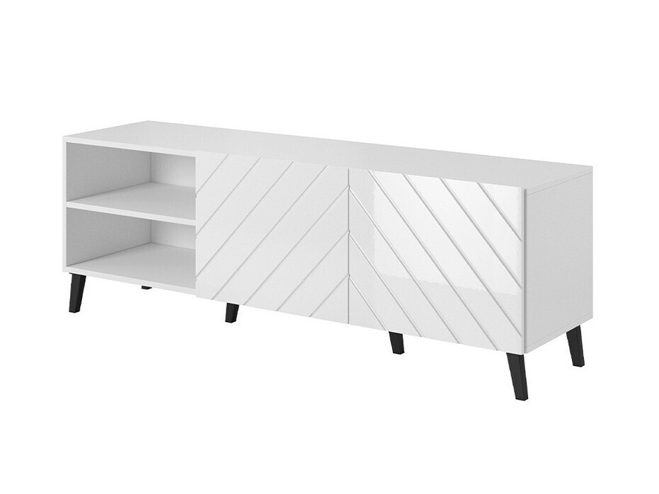 TV-meubel Charlotte 144 (Wit + Glanzend wit)