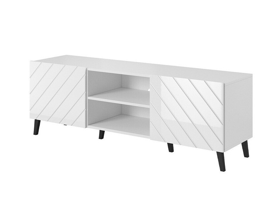 TV-meubel Charlotte 144 (Wit + Glanzend wit)