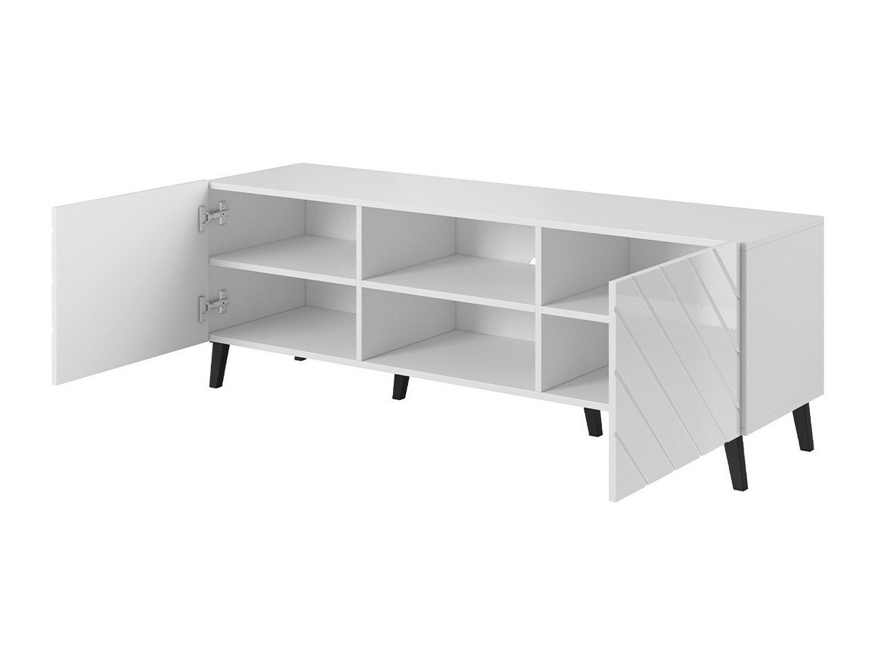 TV-meubel Charlotte 144 (Wit + Glanzend wit)