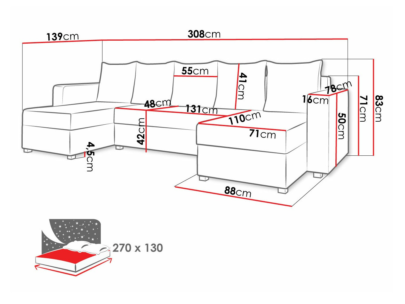 Hoekbank Memphis 121 (Soft 017 + Lawa 05)