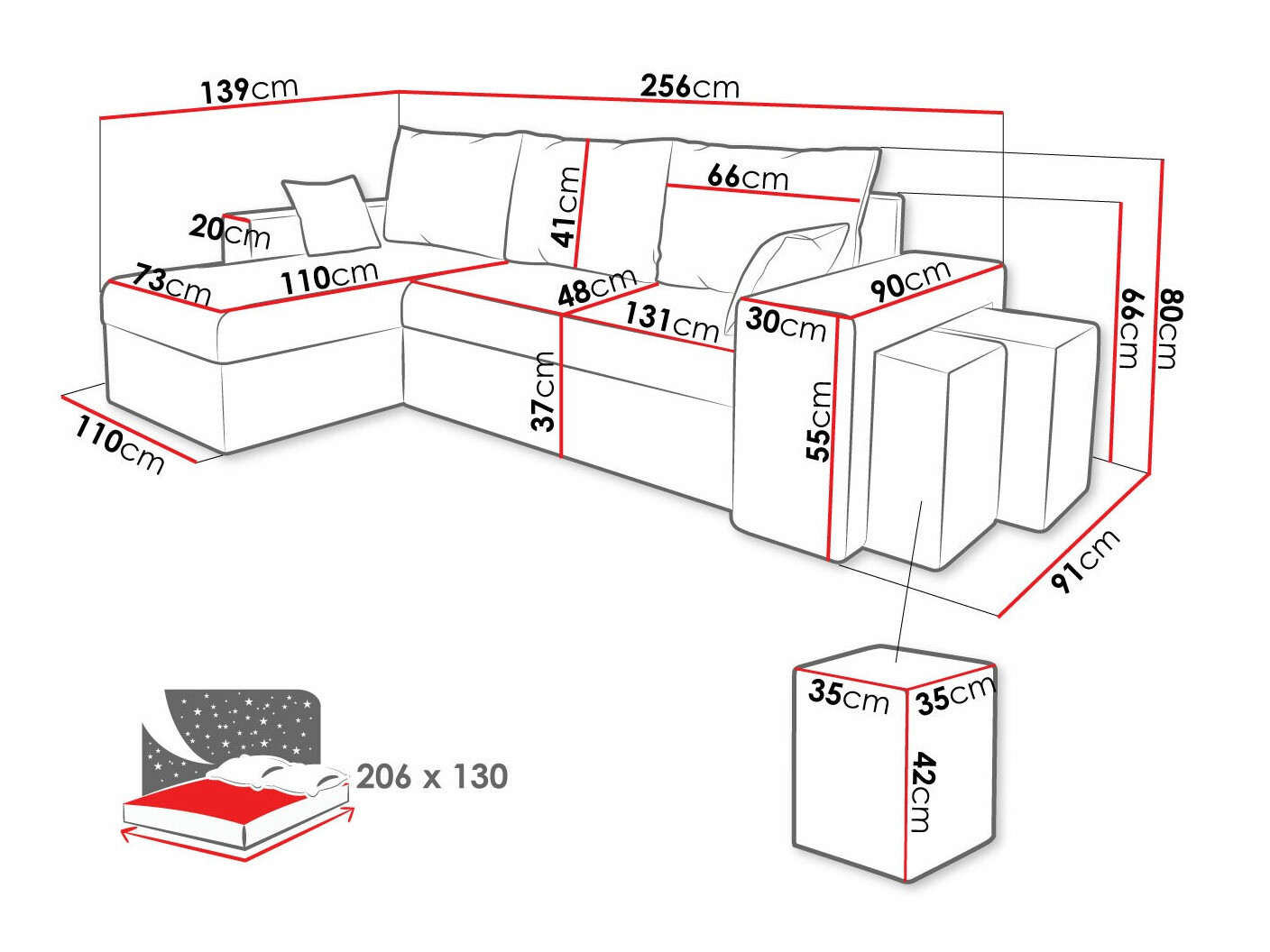 Hoekbank Memphis 138 (Poso 100)