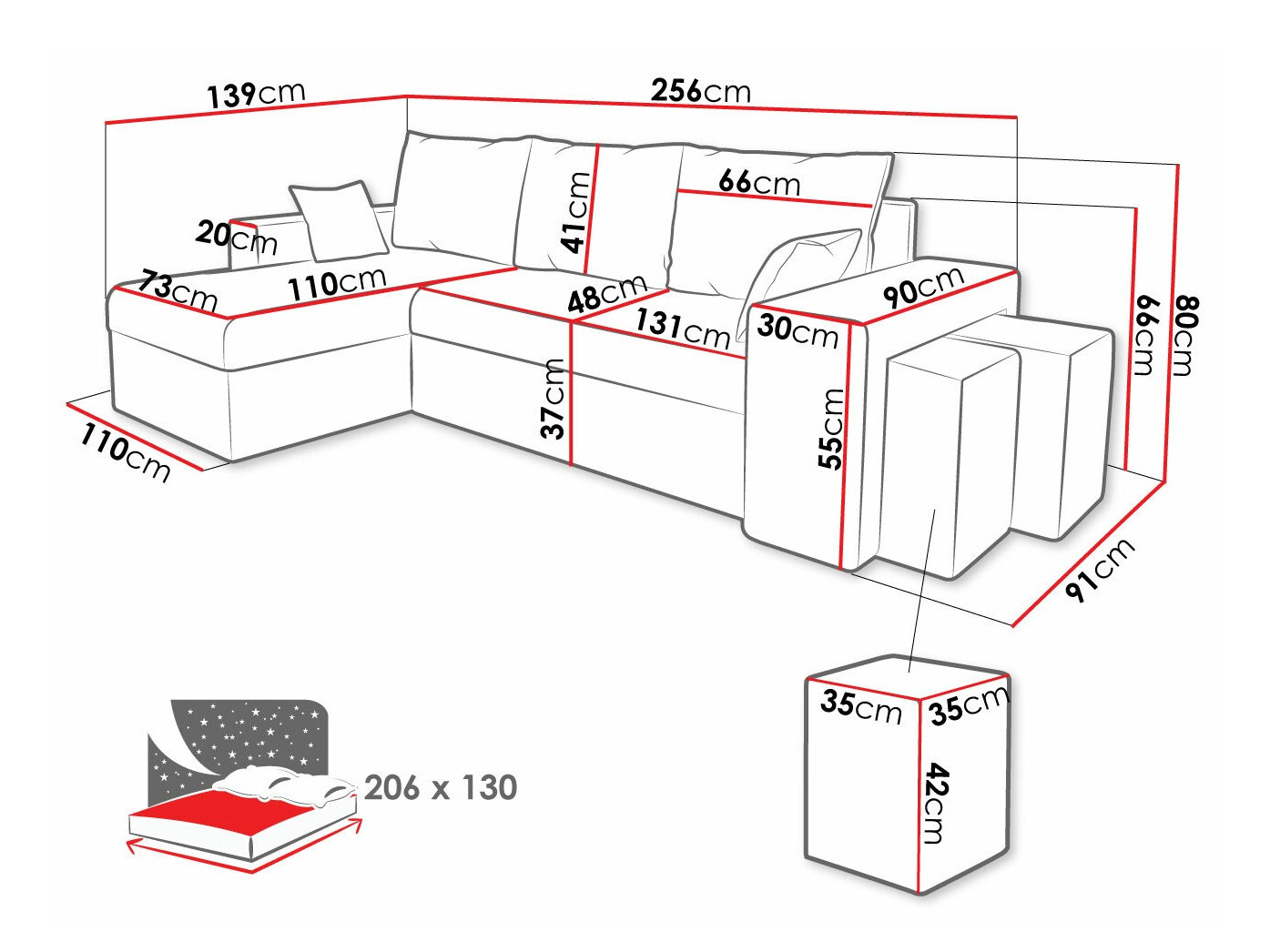Hoekbank Memphis 138 (Poso 110)