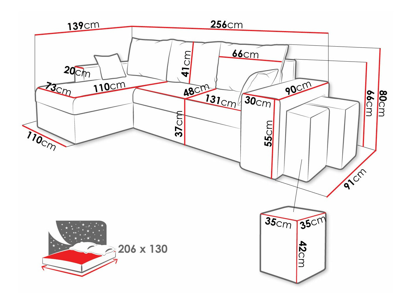 Hoekbank Memphis 138 (Poso 135)