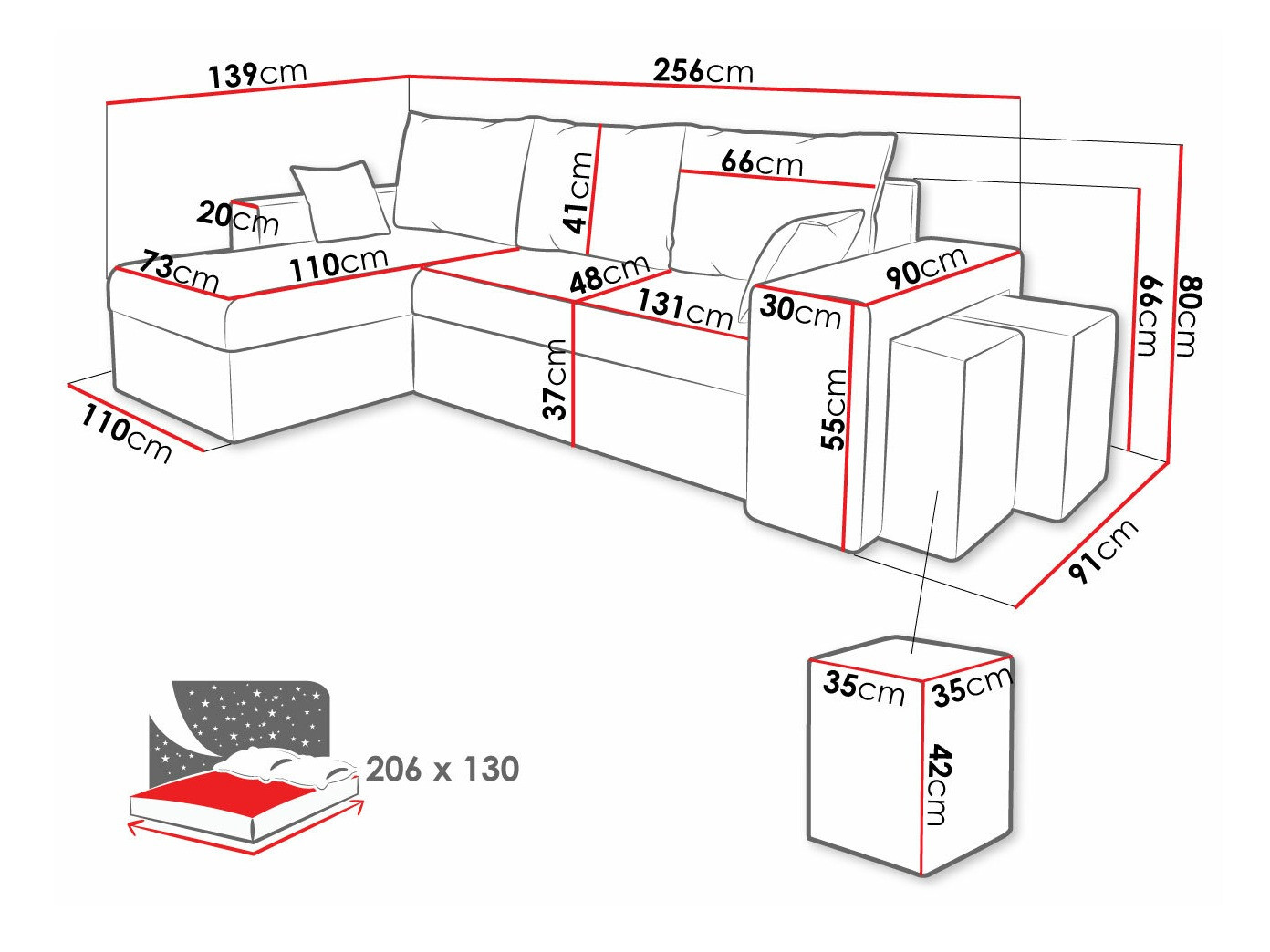 Hoekbank Memphis 138 (Poso 39)