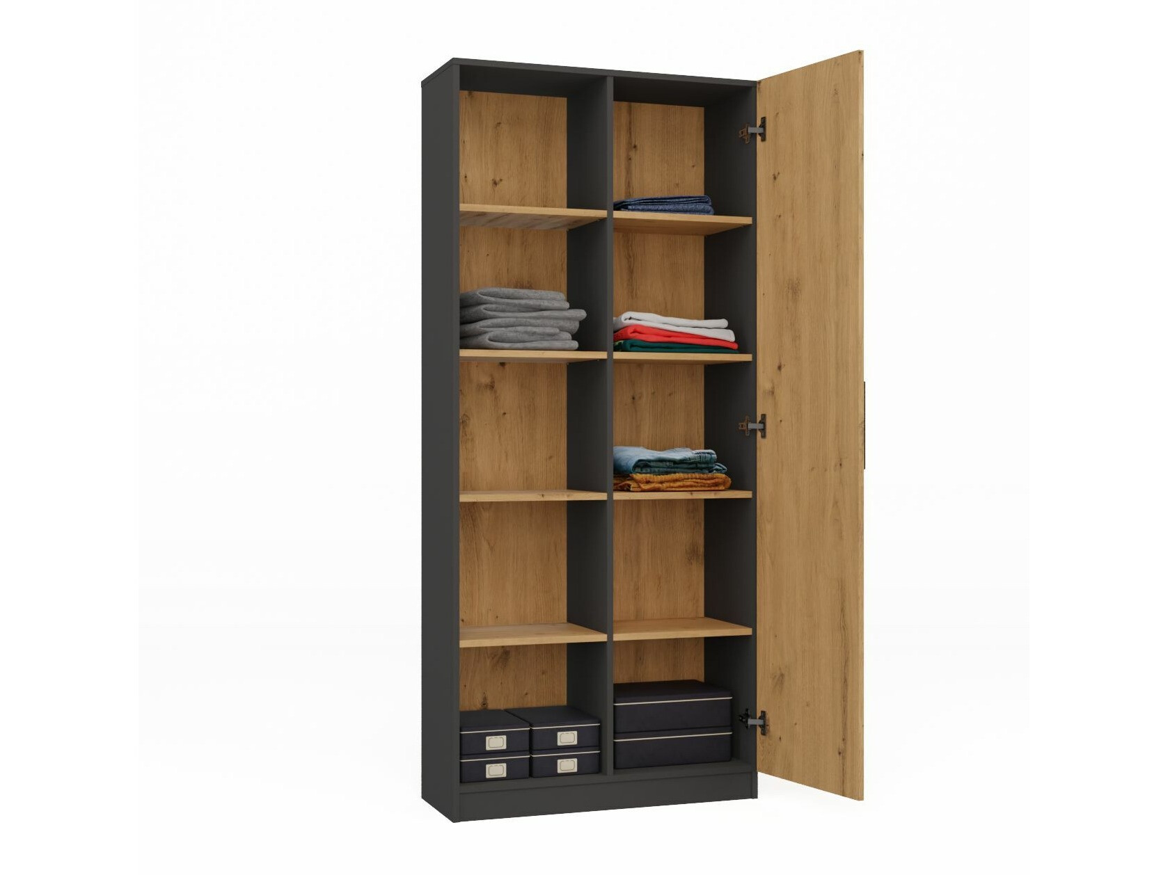 Boekenkast Elbvelu 122 (Antraciet + Artisan eiken)