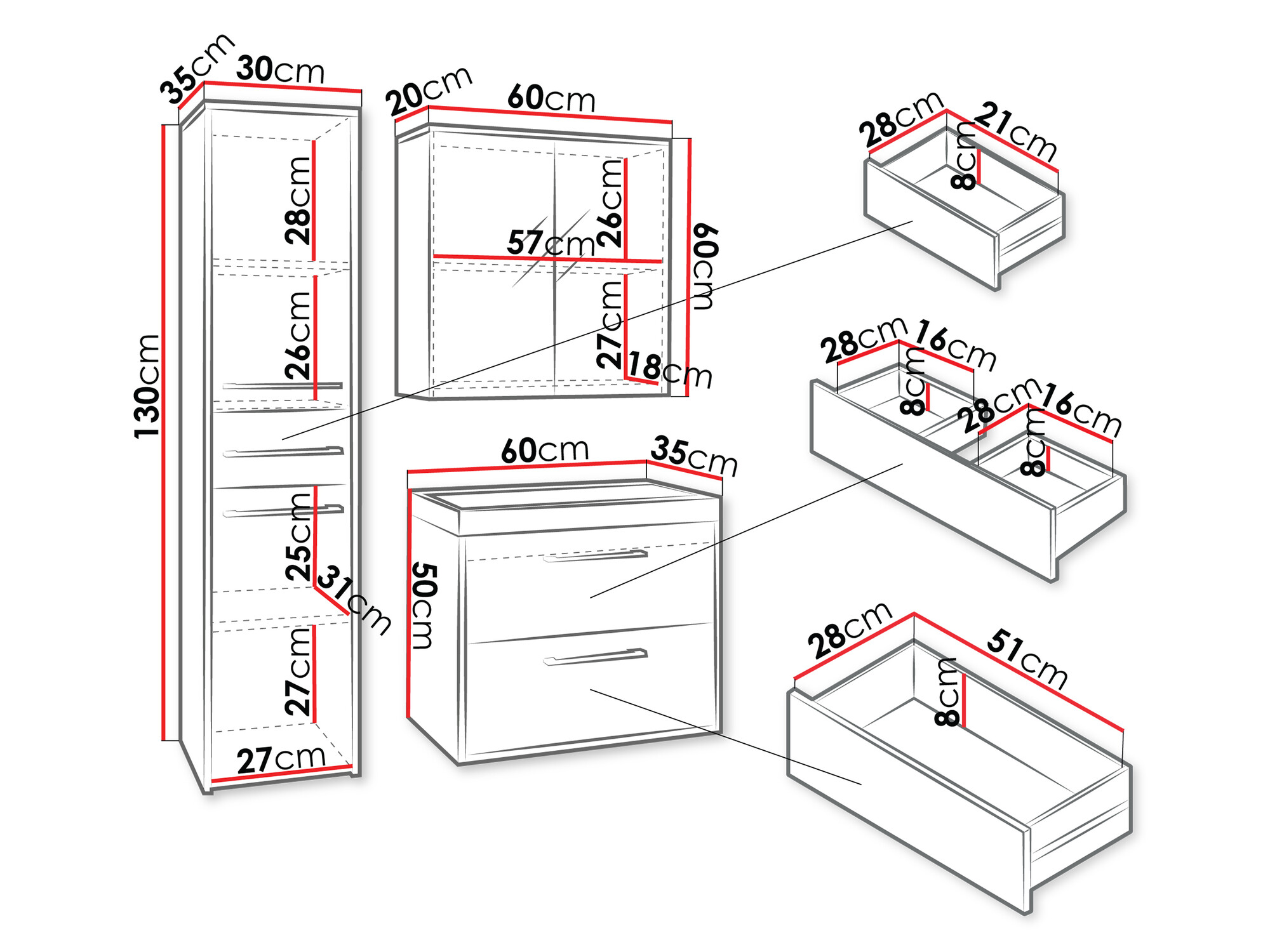 Badkamerset Sarasota 173 (Grafiet)