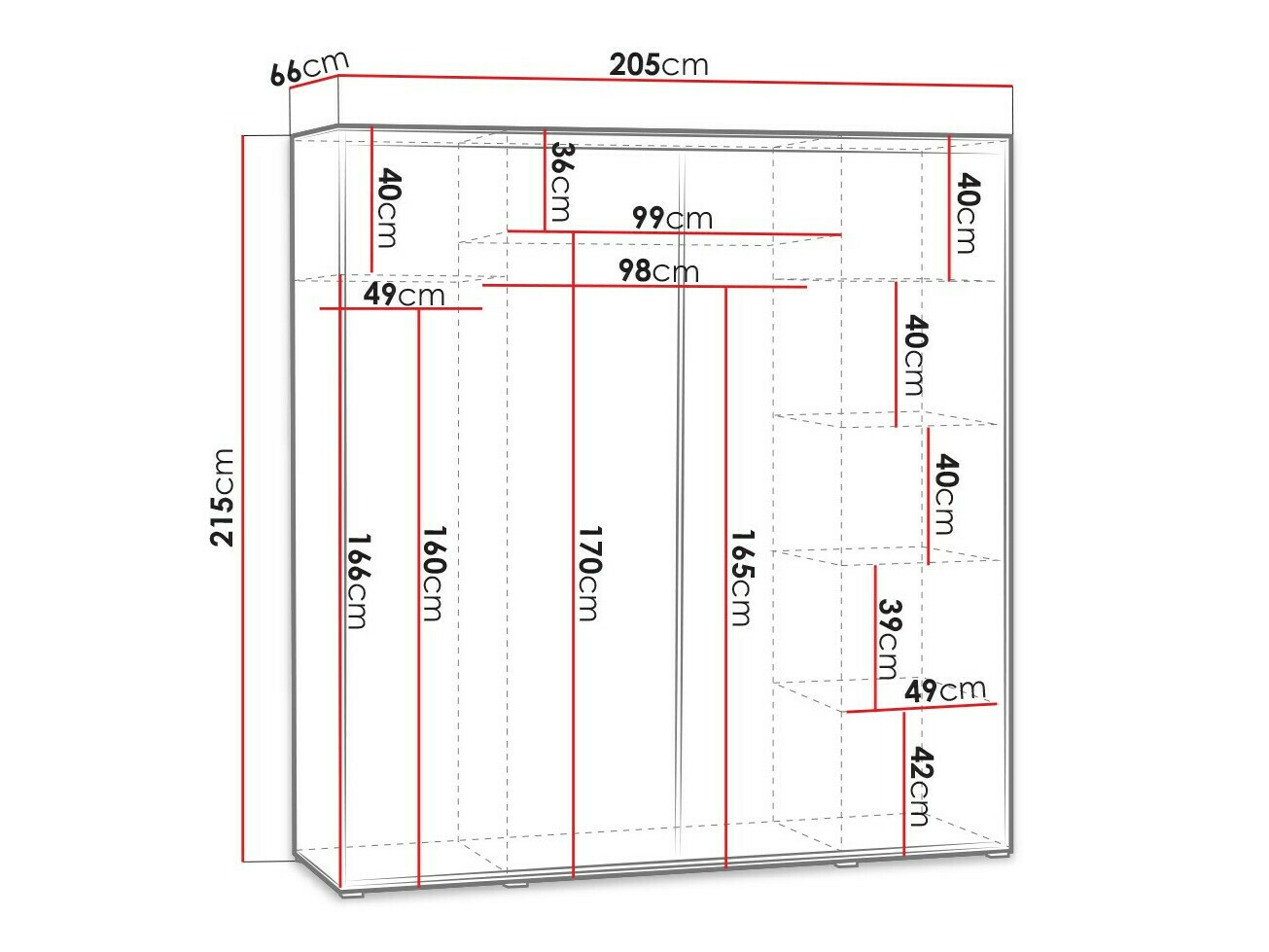 Kledingkast Murrieta 135 (Wit)