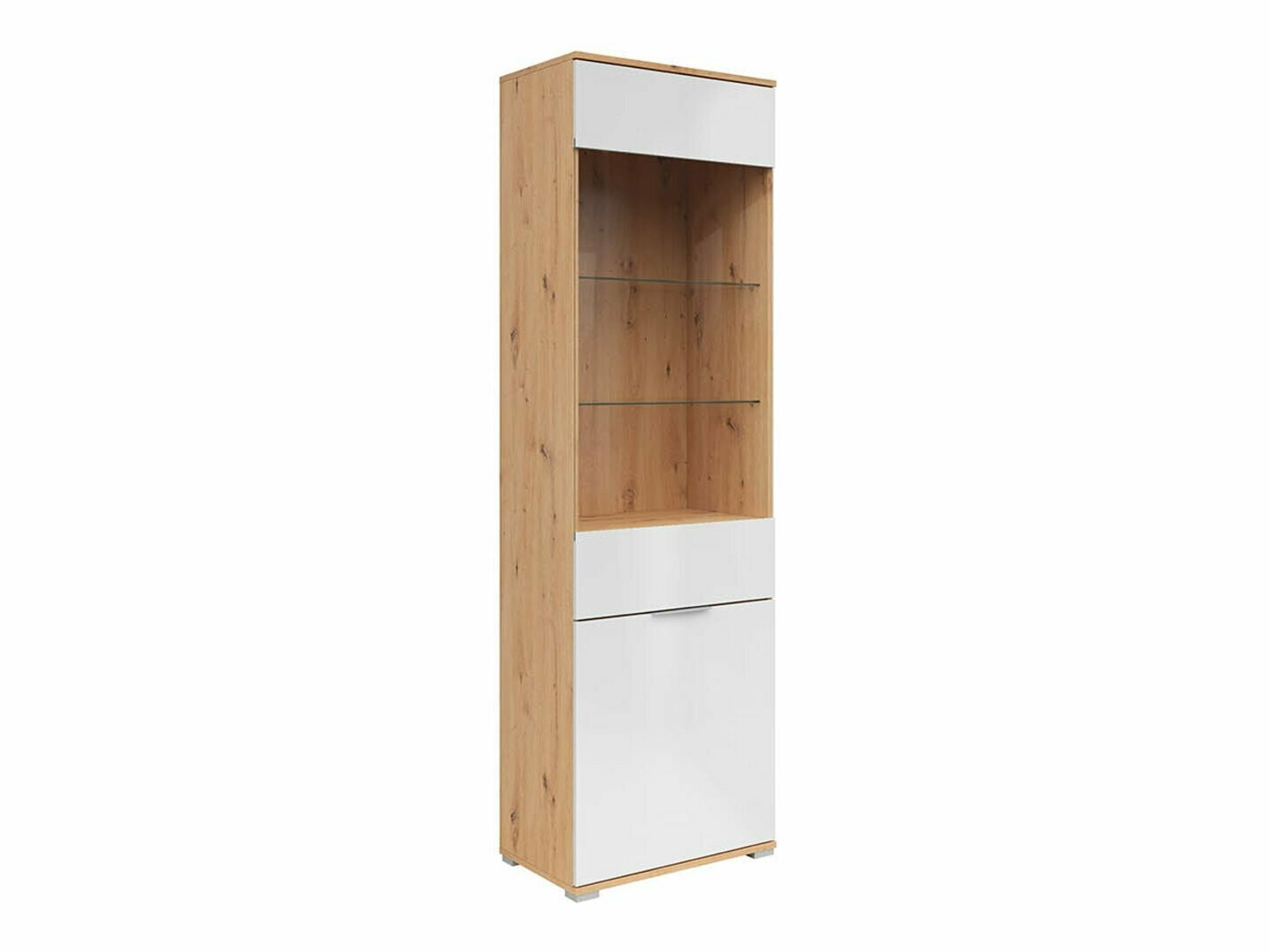 Boekenkast Tivetra 106 (Artisan eiken + Glanzend wit)