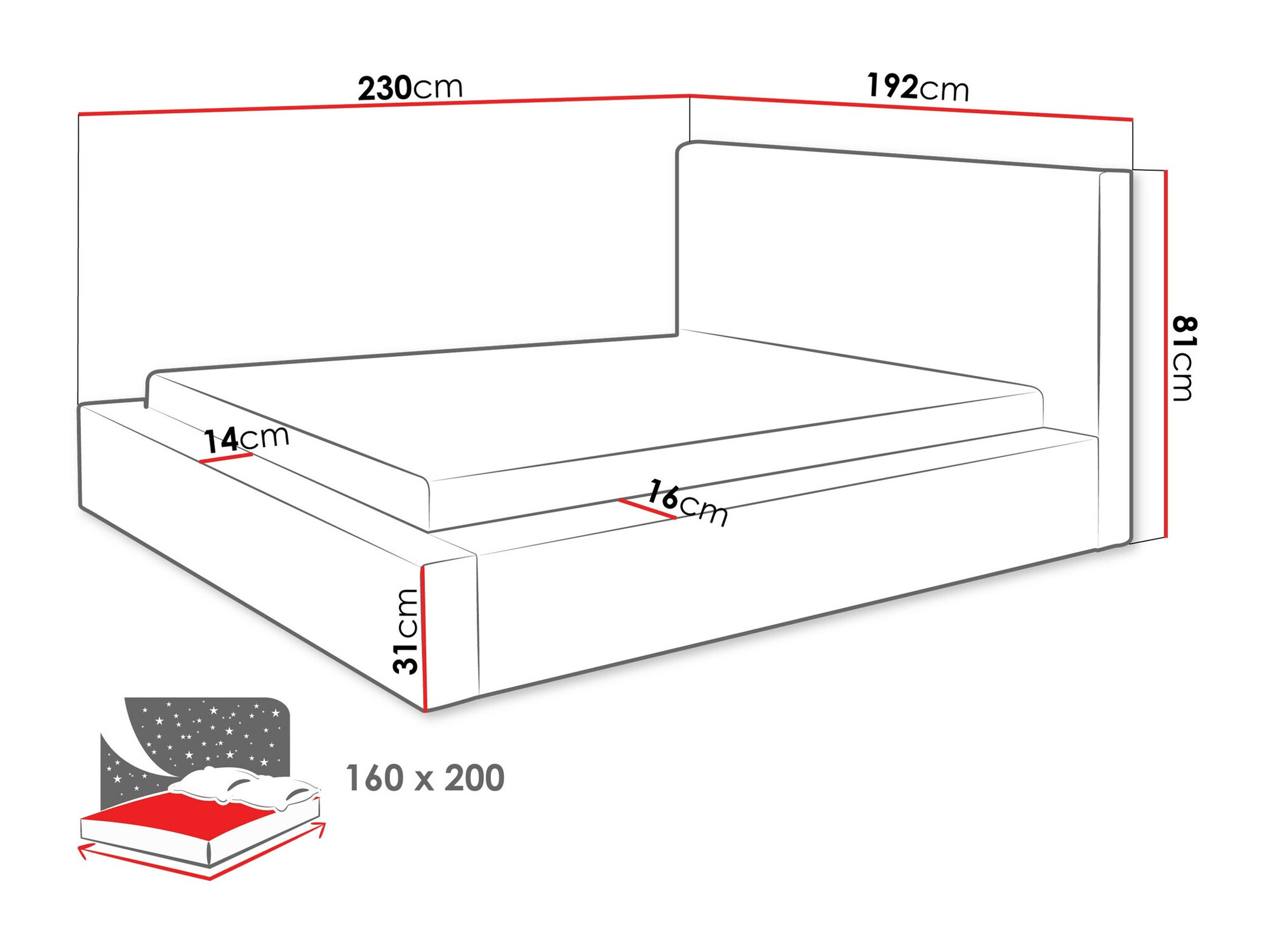 Bed TrendyNest 107 (Top 90)