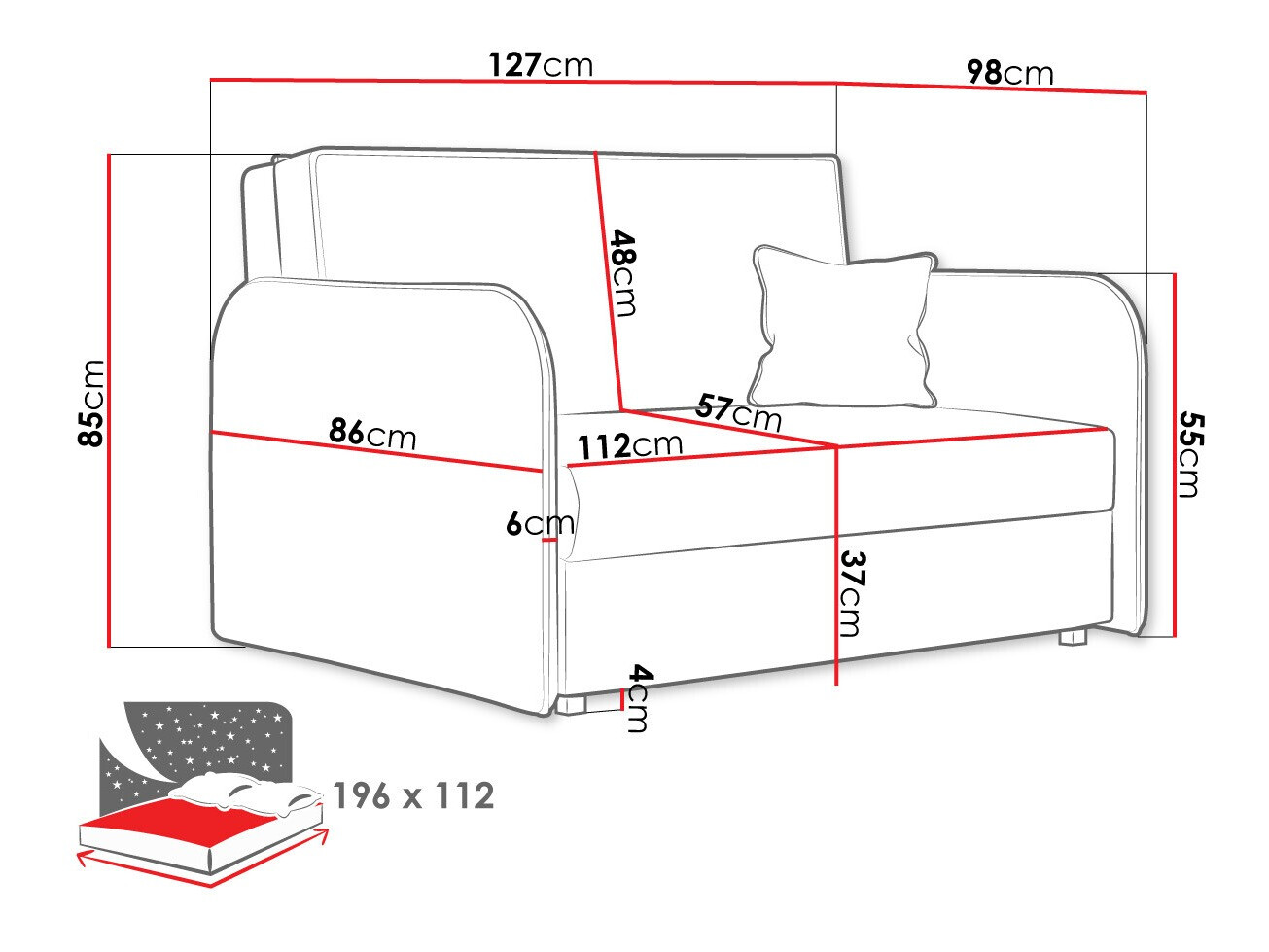 Slaapbank Columbus 124 (Again 80)
