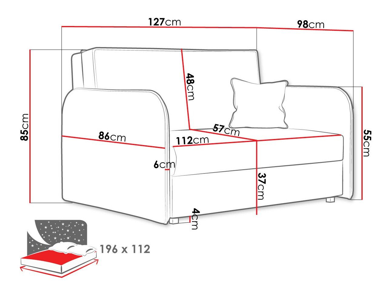 Slaapbank Columbus 124 (Again 85)