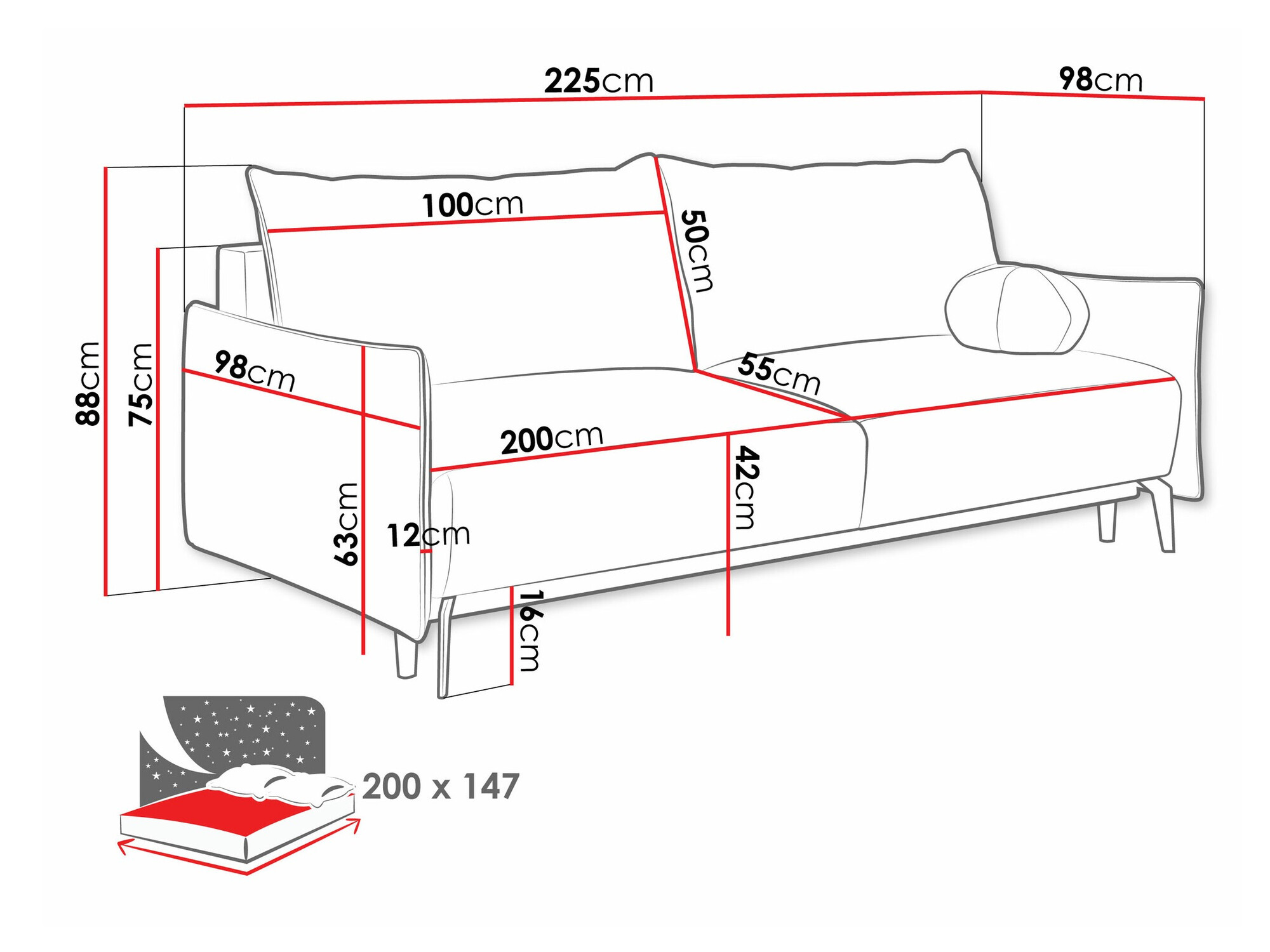 Slaapbank Columbus 216 (Velo 633)