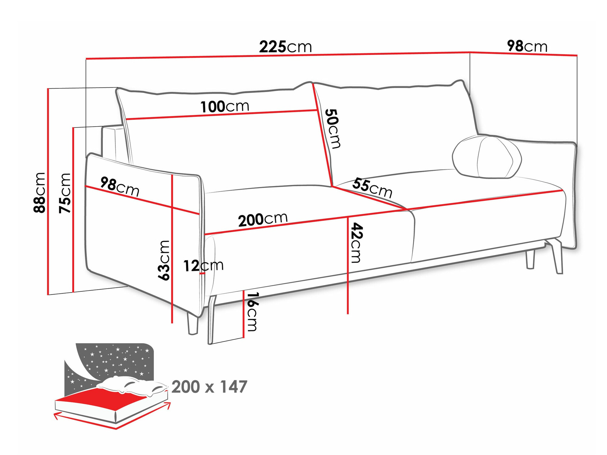 Slaapbank Columbus 216 (Velo 636)