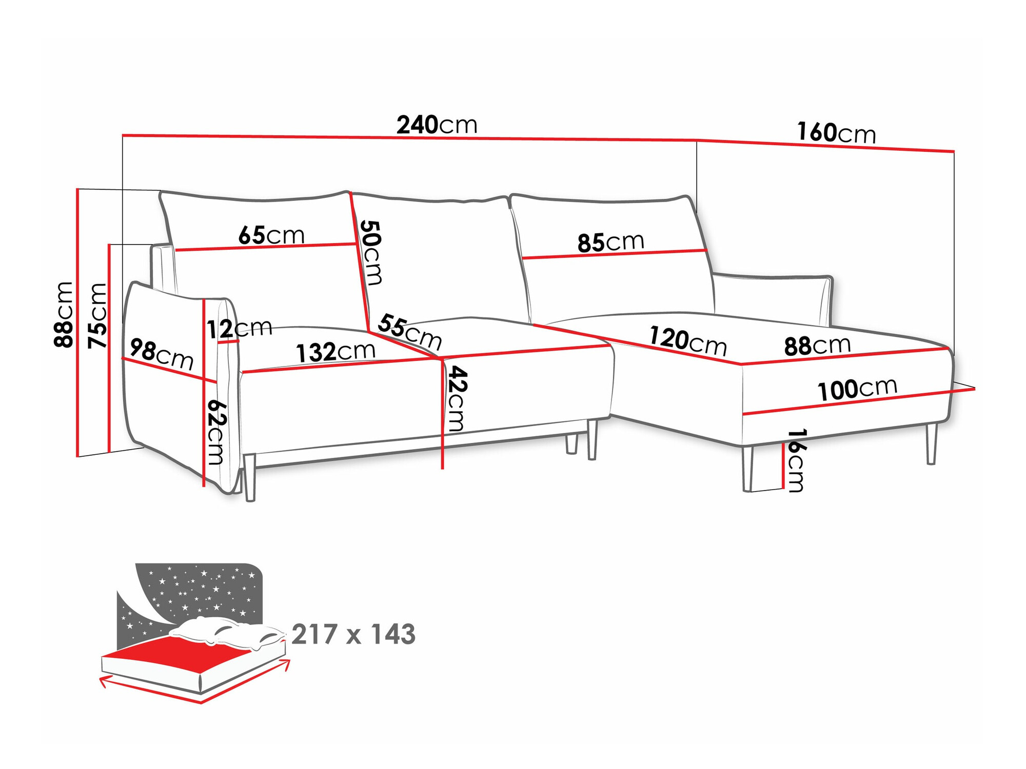 Hoekbank Columbus 224 (Velo 627)
