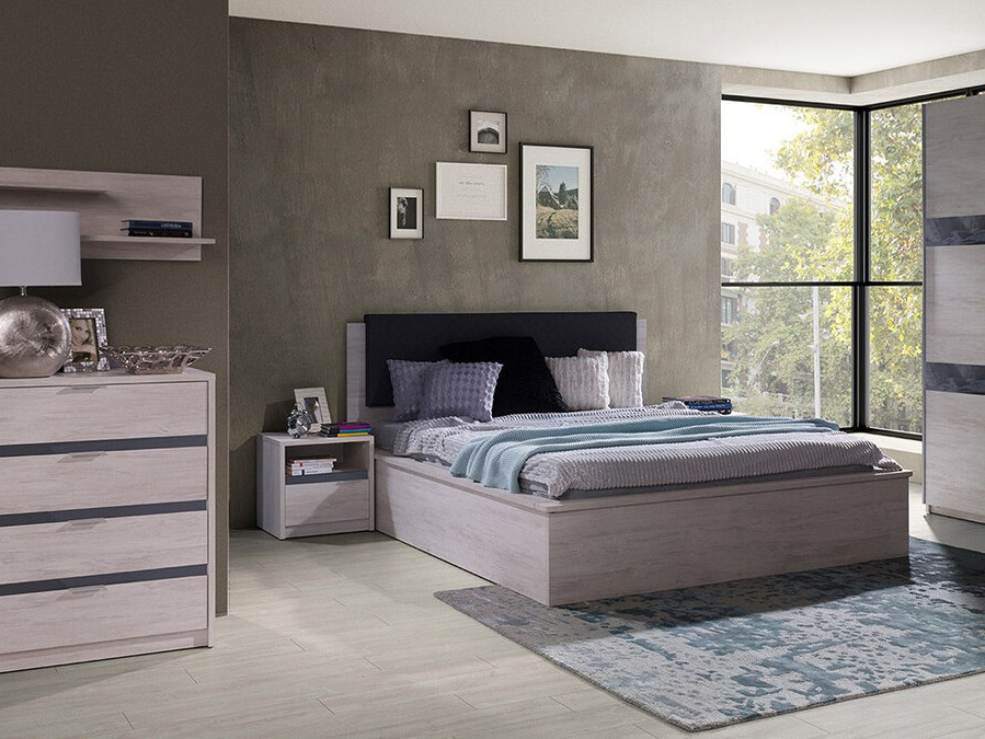 Nachtkastje Fivelbo 108 (Klooster eik + Glanzend zwart)