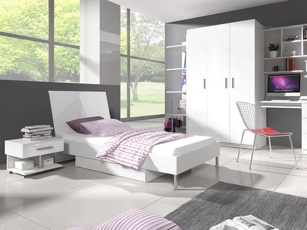 Nachtkastje Salmere 103 (Wit + Glanzend wit)