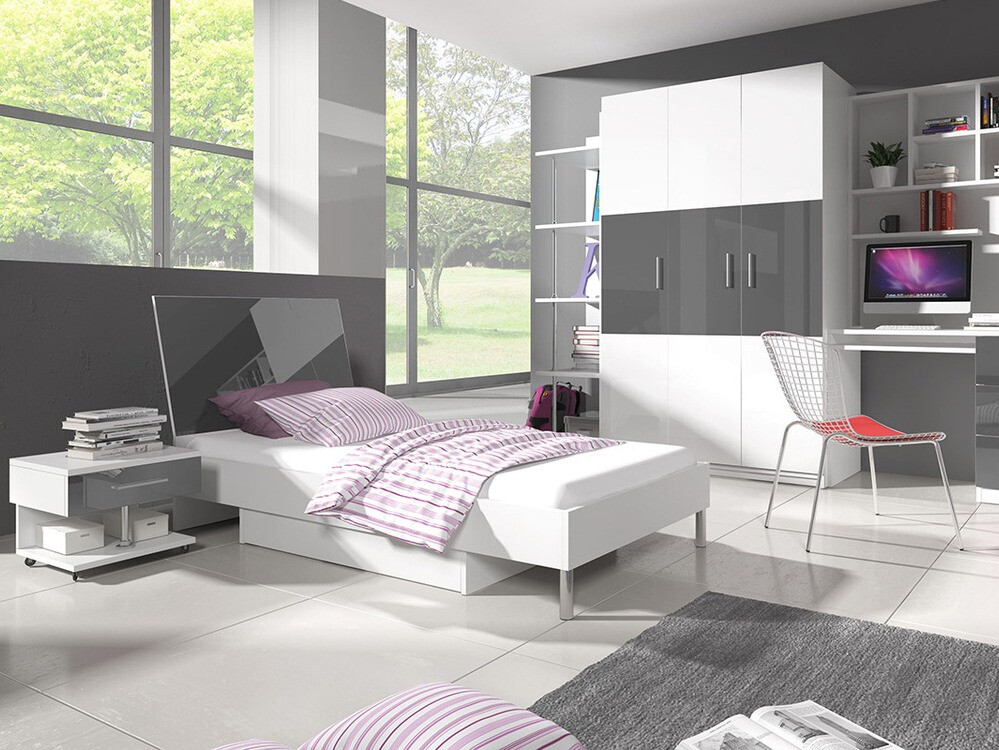 Nachtkastje Salmere 103 (Wit + Grijs met glans)