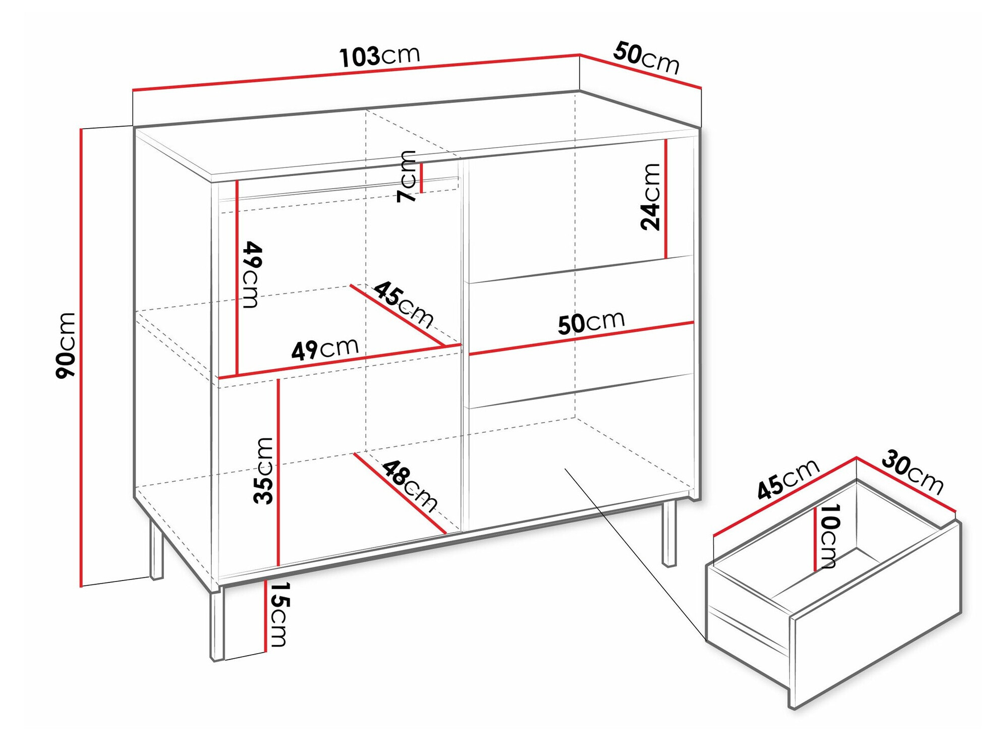 Ladekast Comfivo Delruva 100 (Zwart)