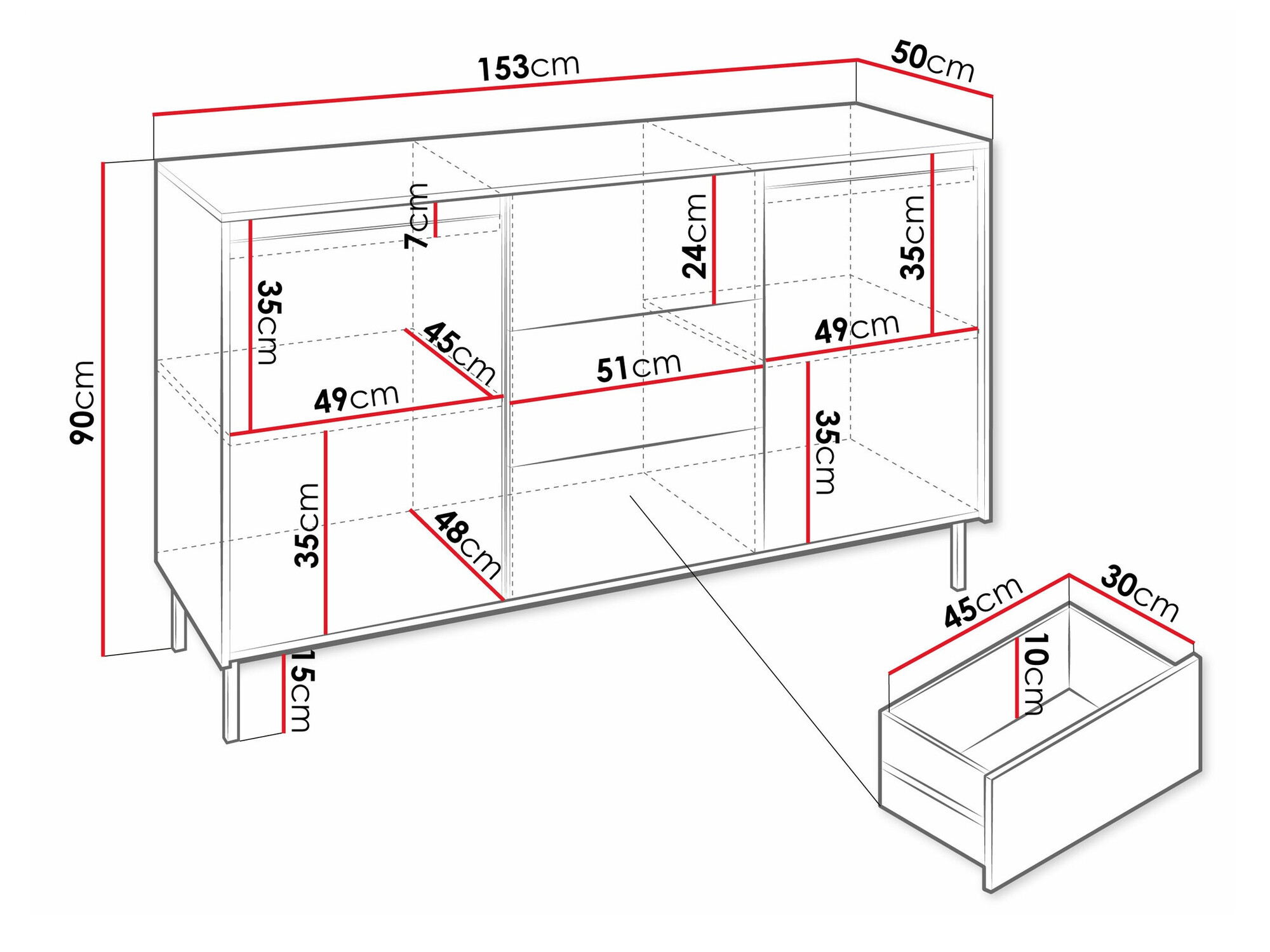Ladekast Comfivo Delruva I (Zwart)