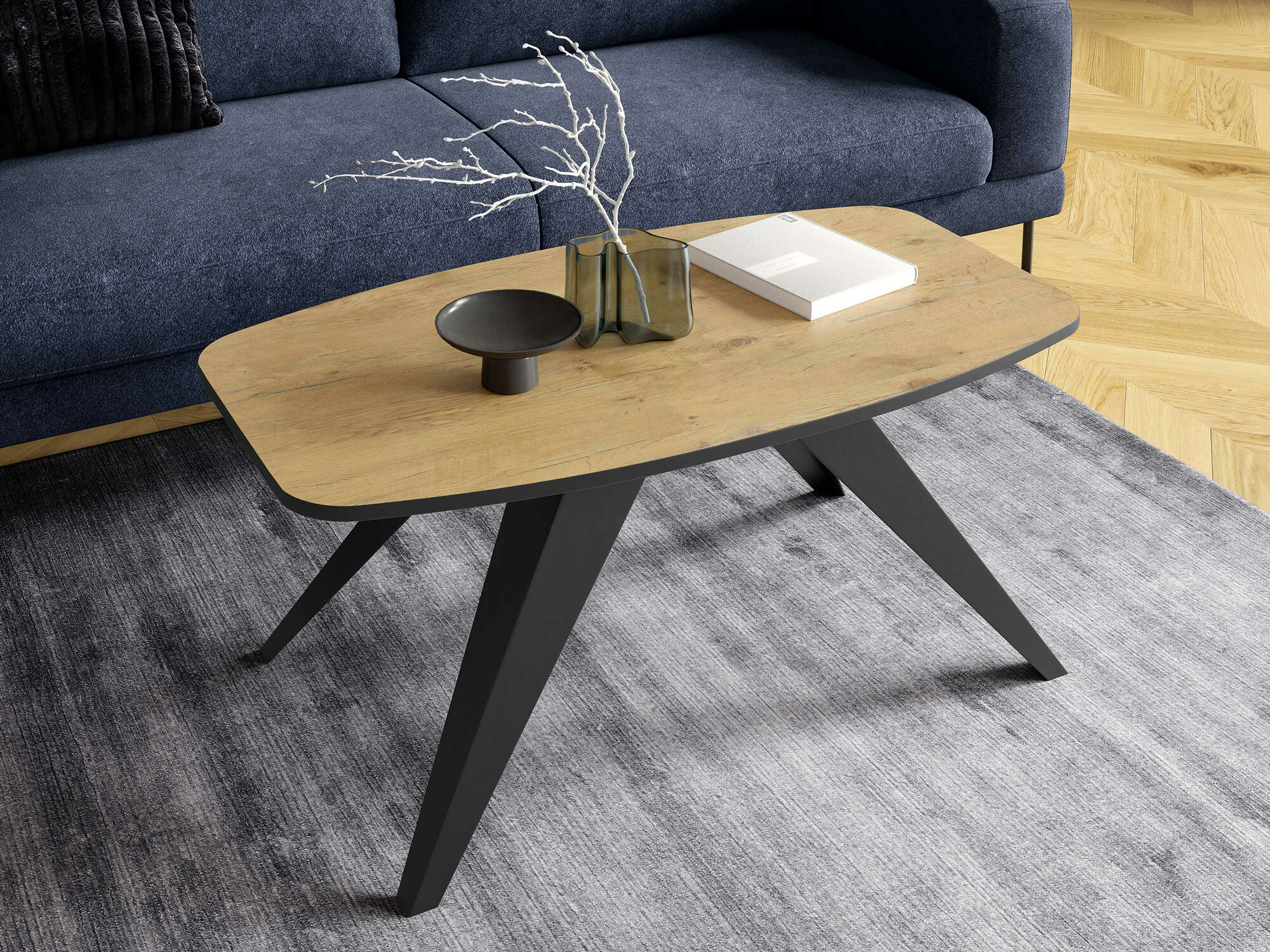 Salontafel Oswego 117 (Zwart + Lancelot-eik)