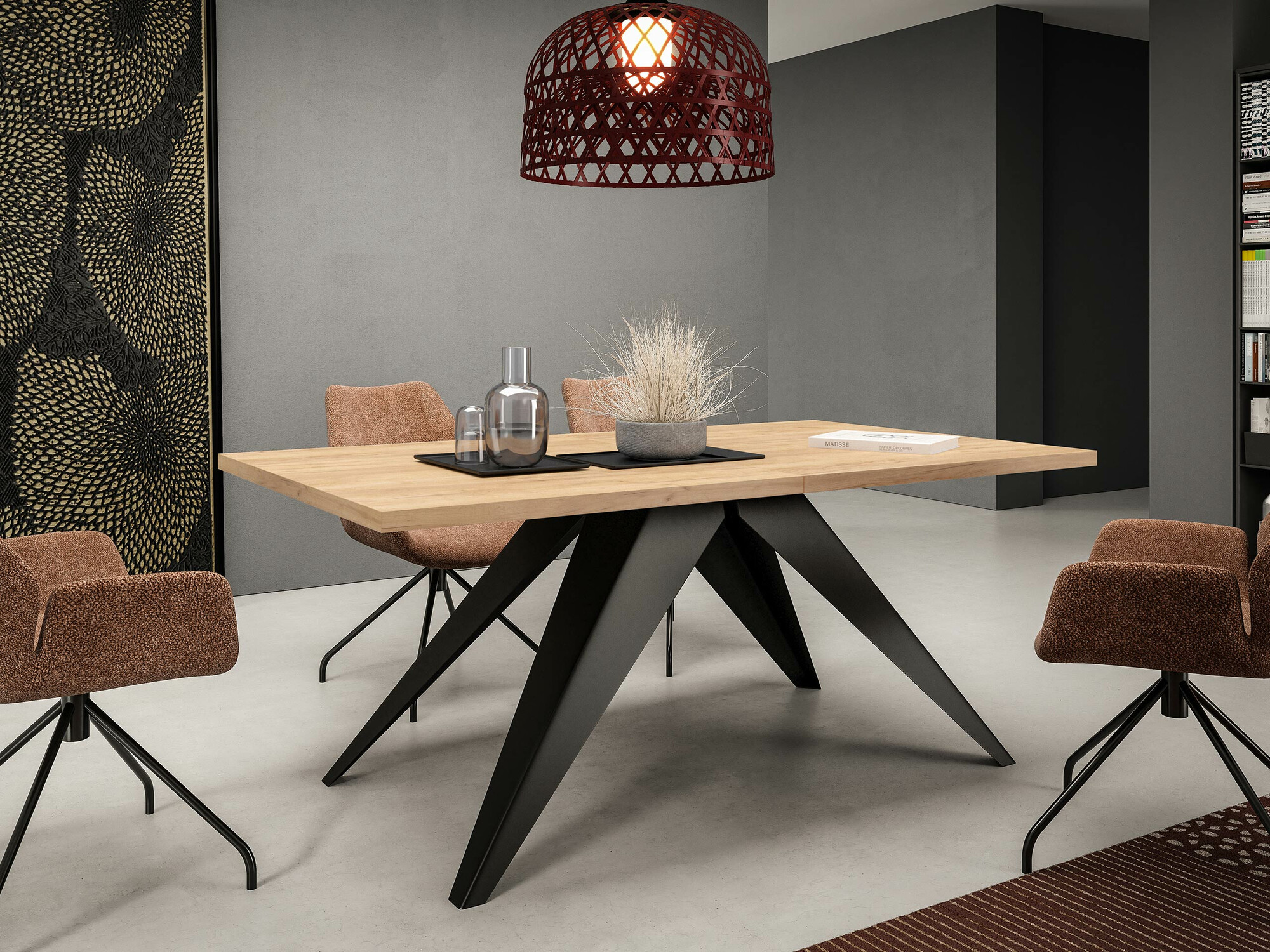 Tafel Oswego 113 (Zwart + Ambachtelijke gouden eik)