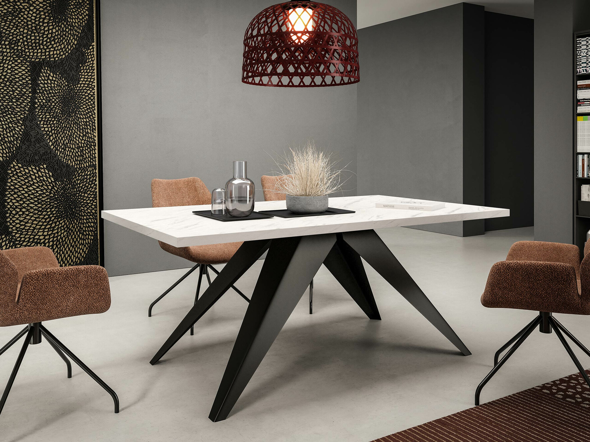 Tafel Oswego 113 (Zwart + Wit marmer)