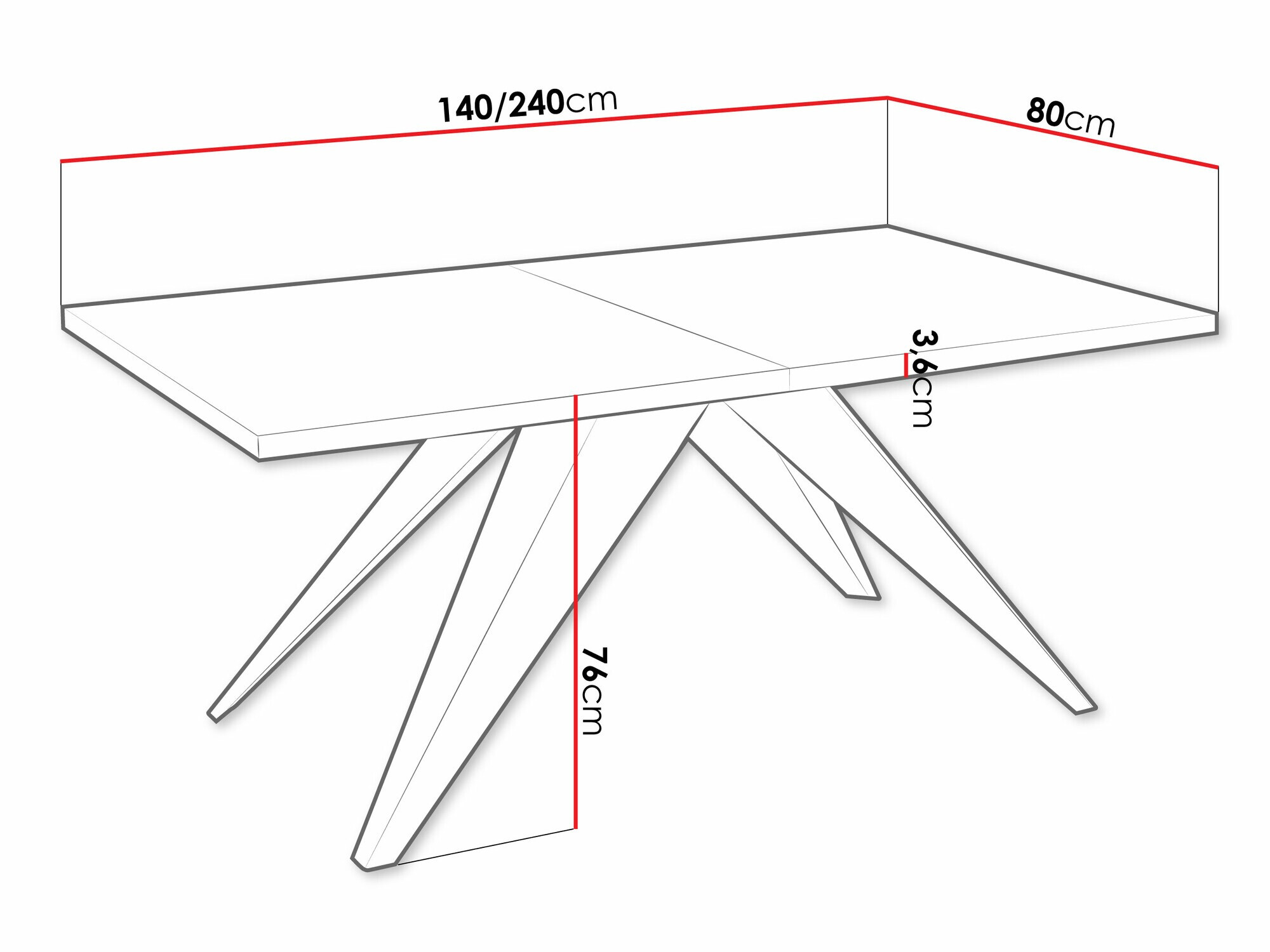Tafel Oswego 113 (Zwart + Wit)