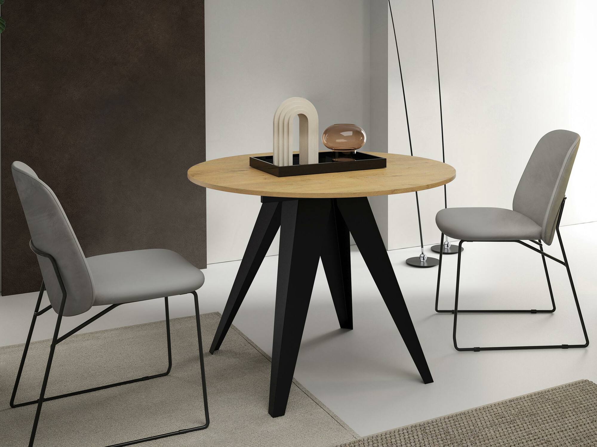 Tafel Oswego 114 (Zwart + Lancelot-eik)