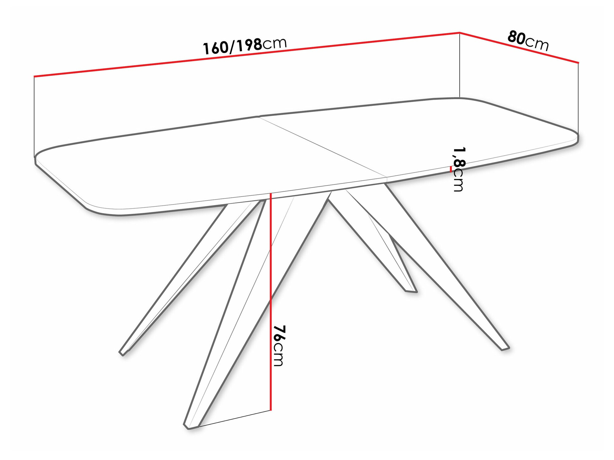 Tafel Oswego 115 (Zwart + Wit)