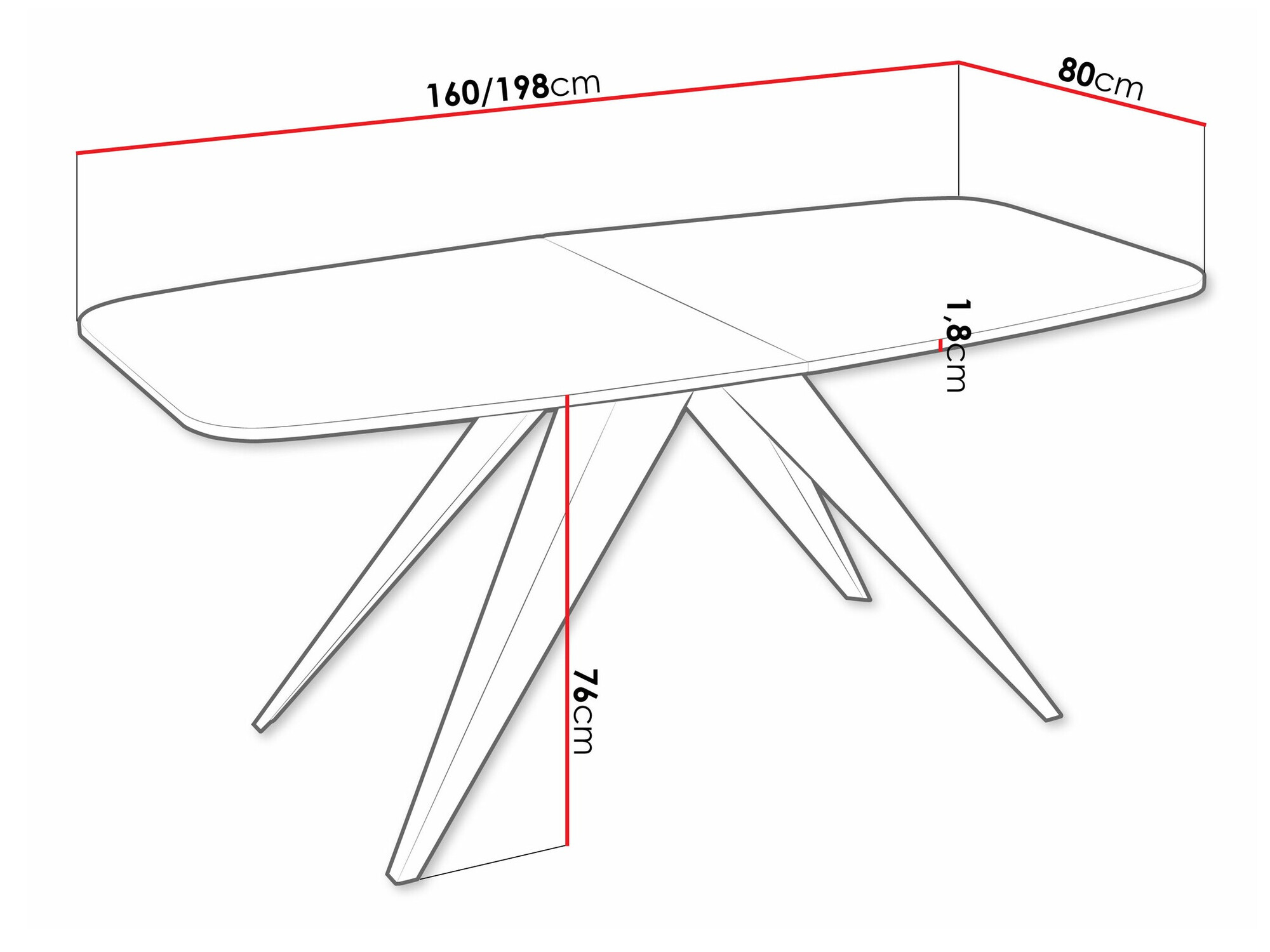 Tafel Oswego 115 (Zwart)