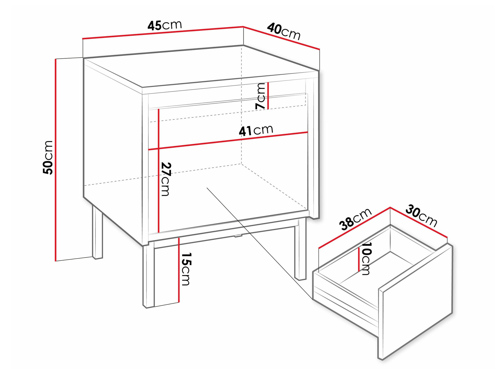 Nachtkastje Comfivo Delruva 105 (Zwart)