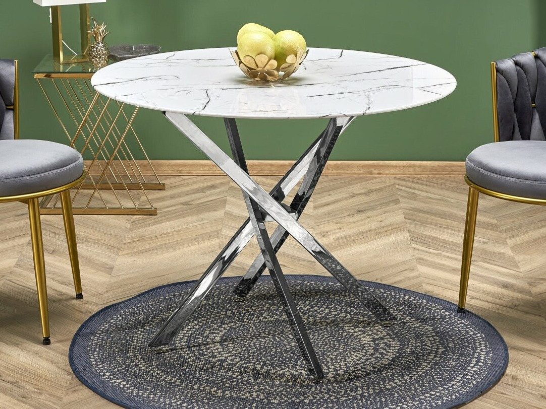 Tafel Houston 1538 (Zilver + Wit marmer)