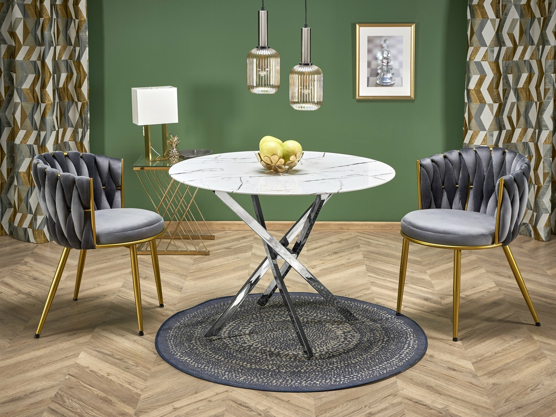 Tafel Houston 1538 (Zilver + Wit marmer)