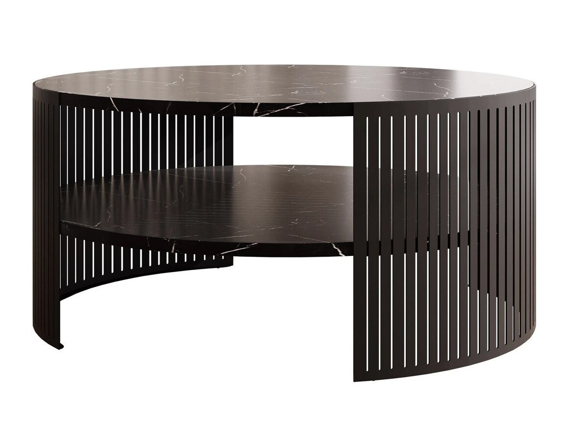 Salontafel Civer (Zwart + Zwart marmer)