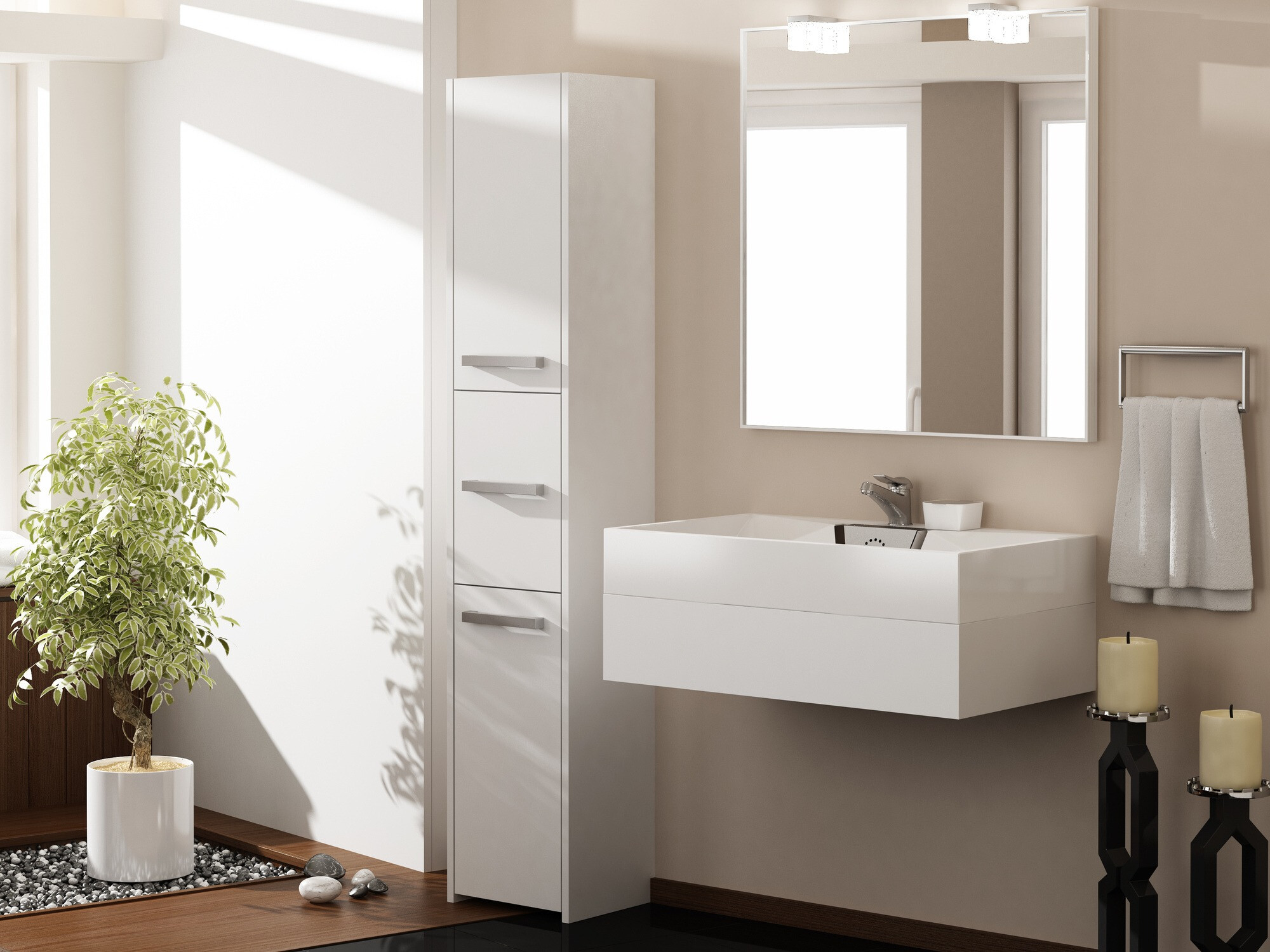 Staand badkamermeubel Mandeville 249 (Wit)