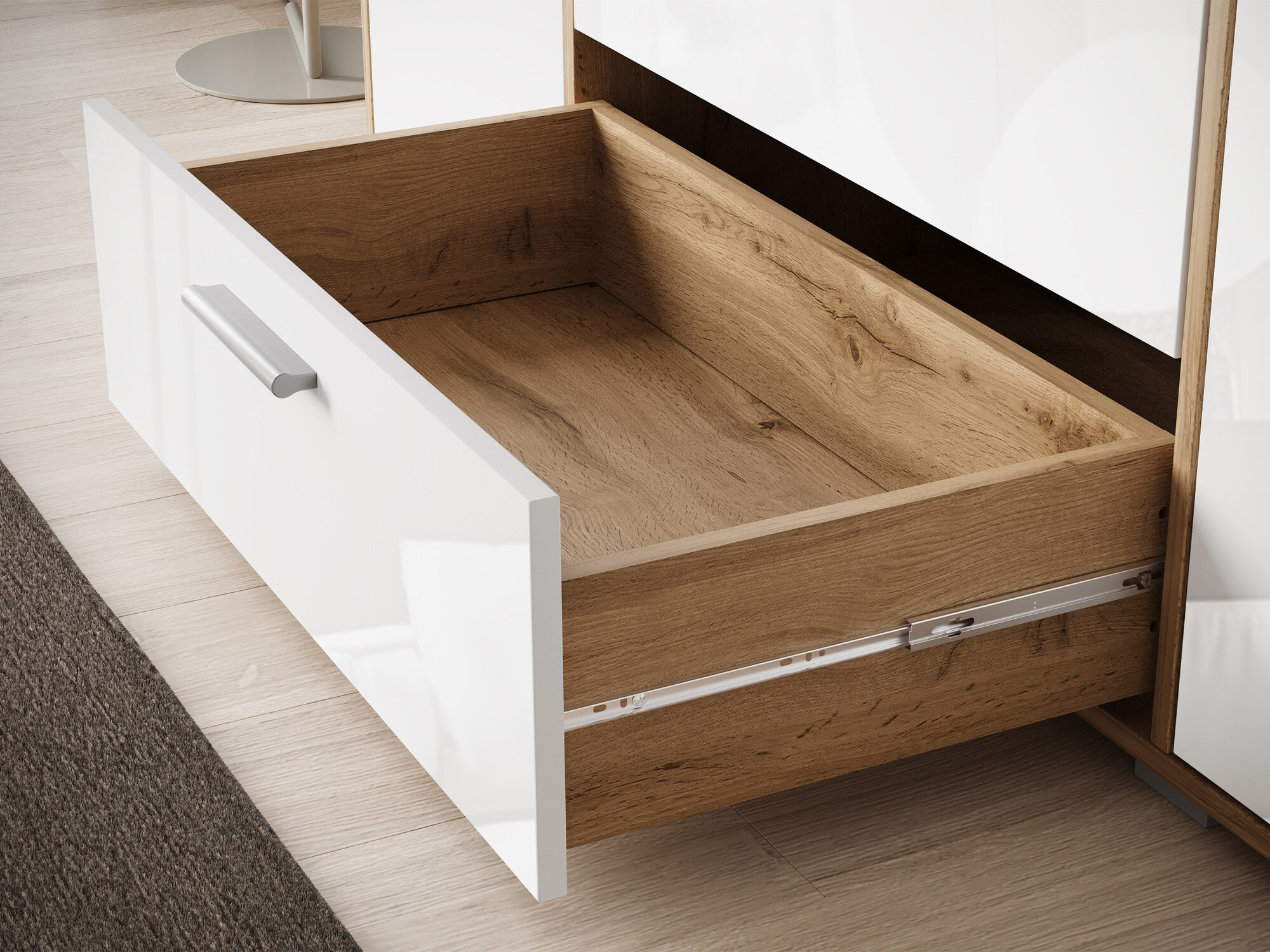 Ladekast Sarasota 174 (Wotan eik + Glanzend wit)