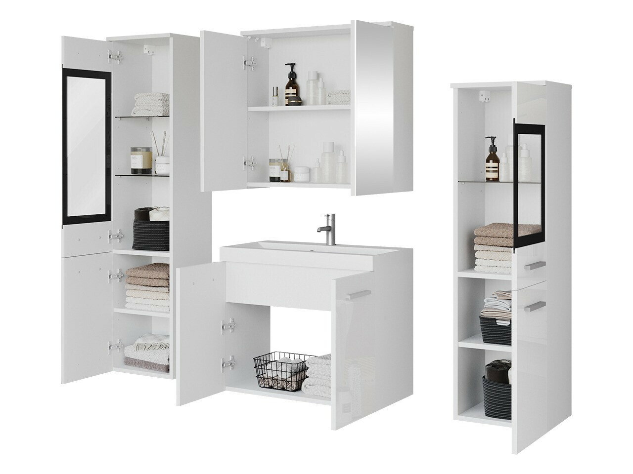 Badkamerset Scientia III (Glanzend wit + Wit)