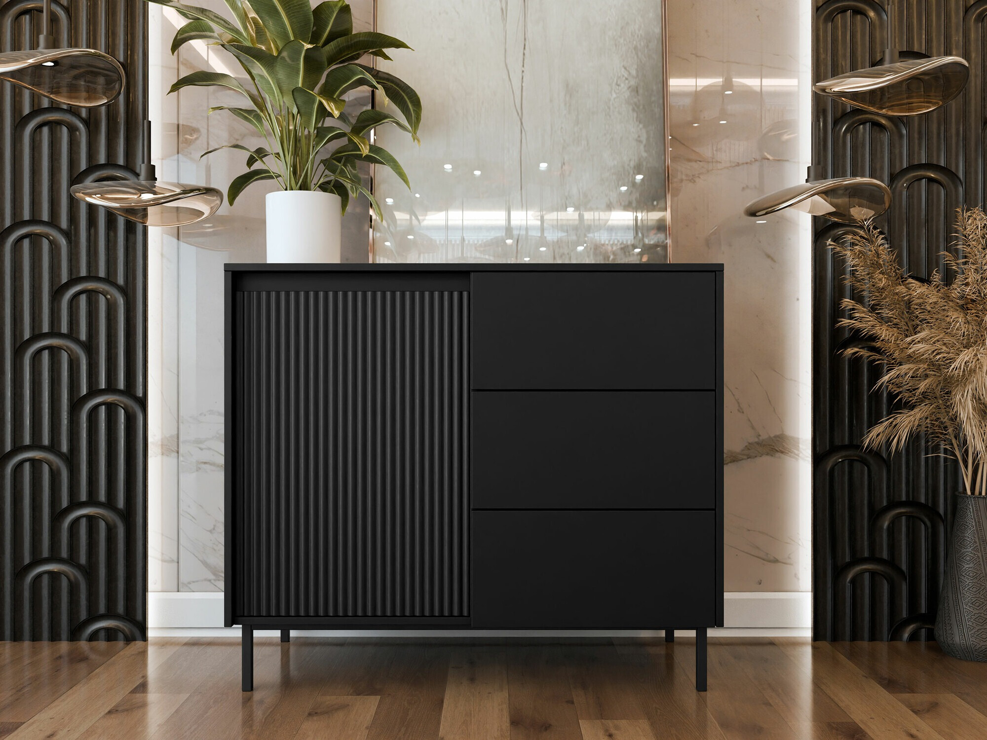 Ladekast Comfivo Delruva 100 (Zwart)