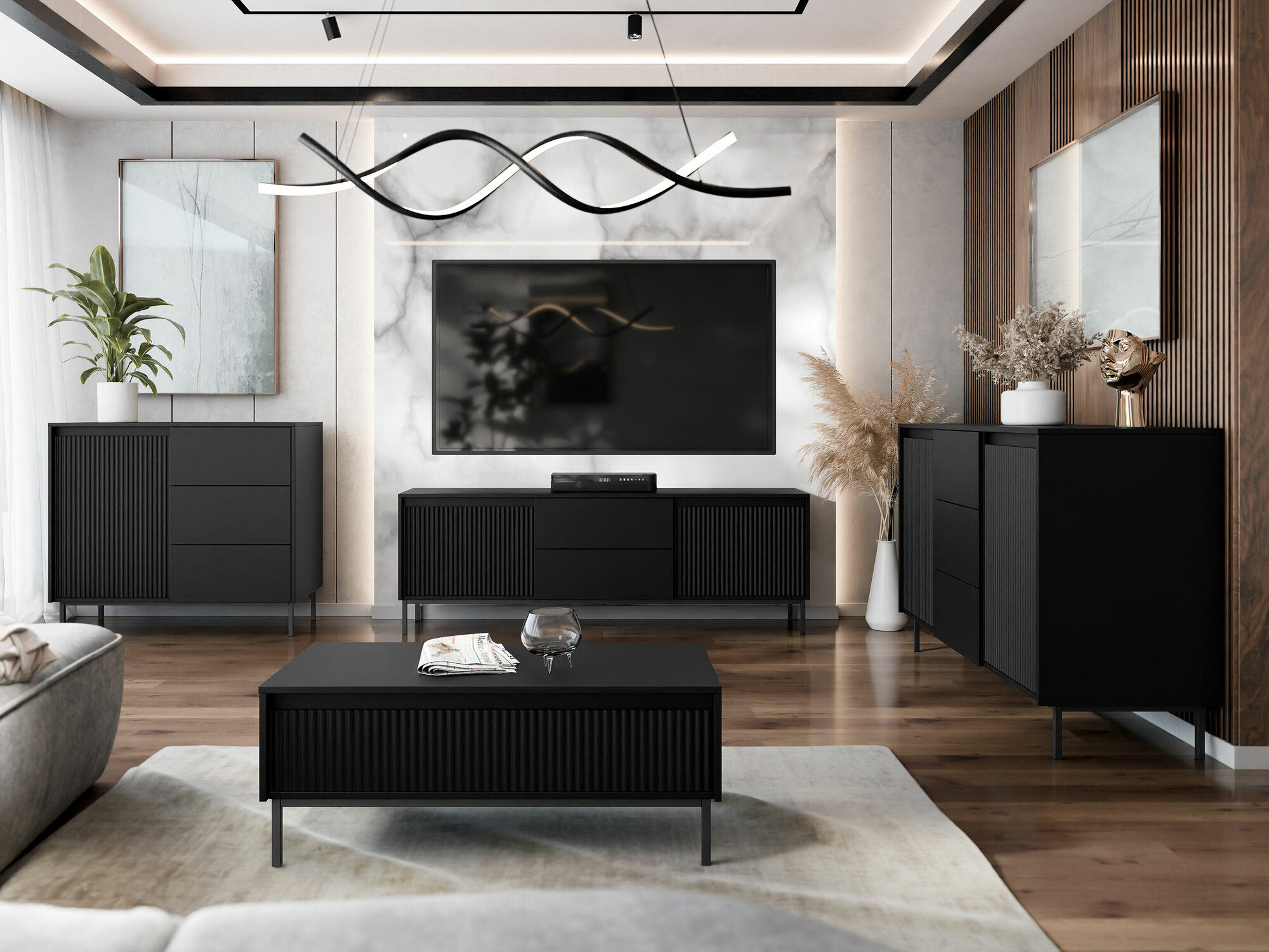 TV-meubel Comfivo Delruva 104 (Zwart)