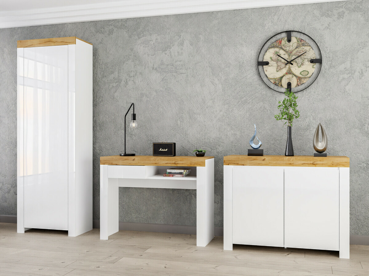 Bureau Sonsoru 131 (Wit + Glanzend wit + Wotan eik)