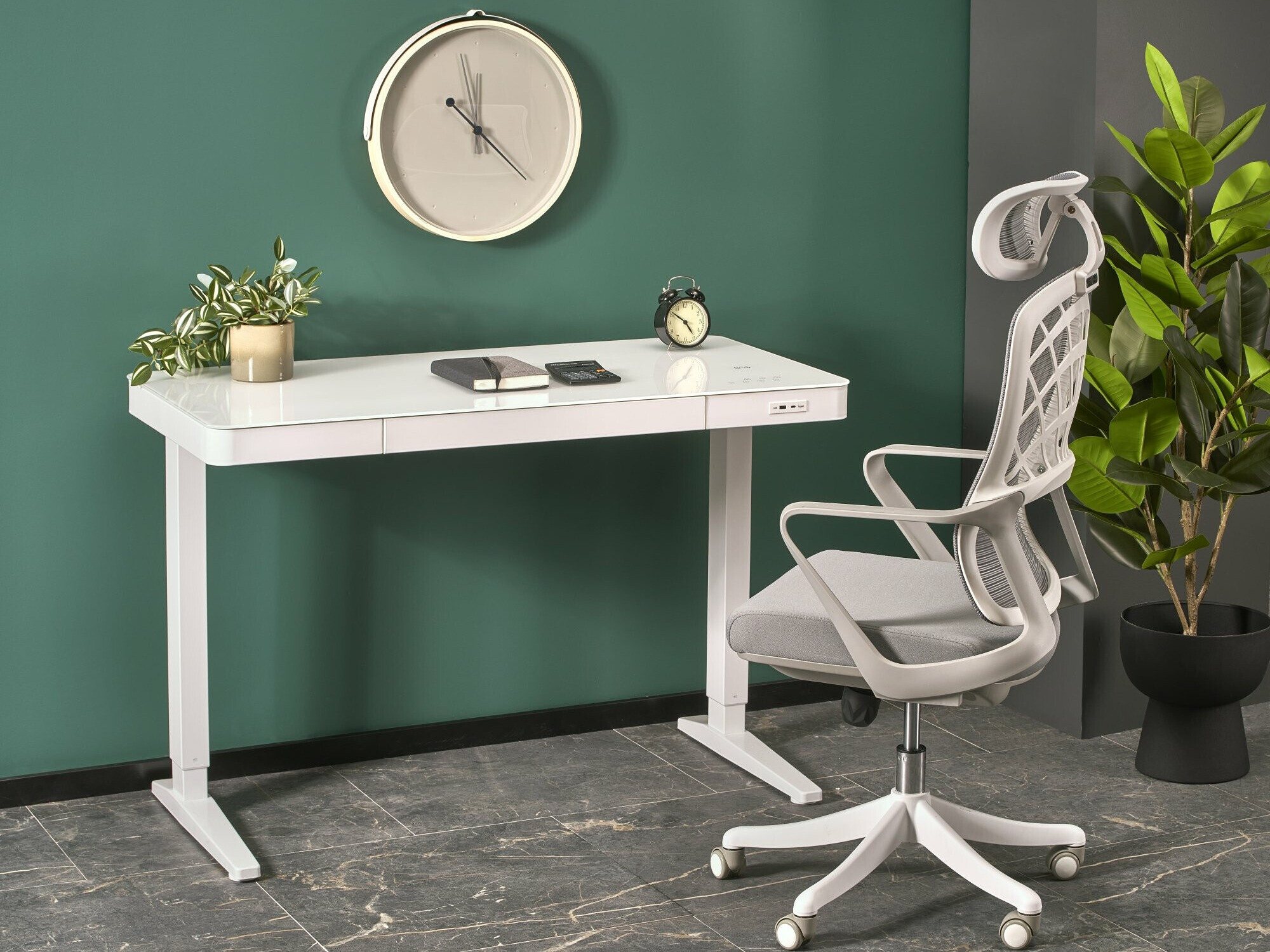 In hoogte verstelbaar bureau Houston 1703 (Wit)